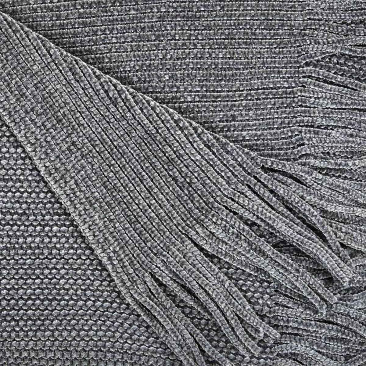 Paris Prix Plaid Chenille  Franges  120x150cm Gris