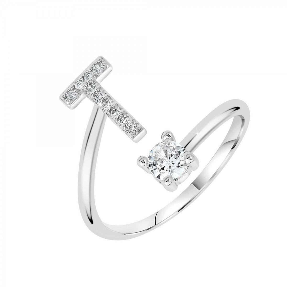 SC CRYSTAL Bague lettre T ajustable SC Crystal ornée de Zirconium