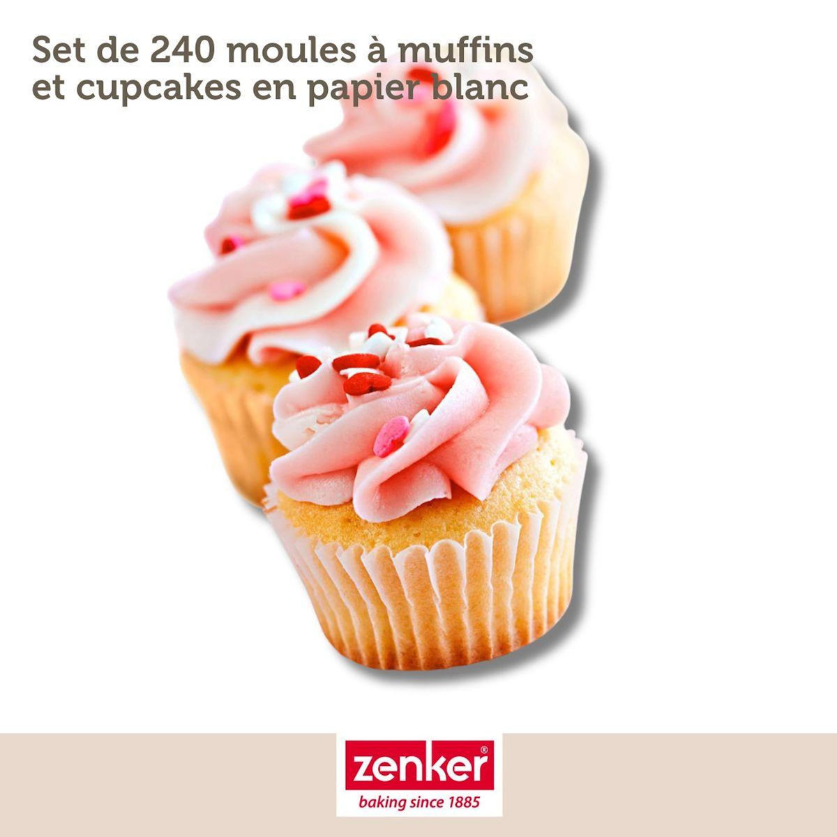 ZENKER Set pâtisserie avec 240 moules à muffins en papier, 2 bols à mixer, verre mesureur et spatule Zenker