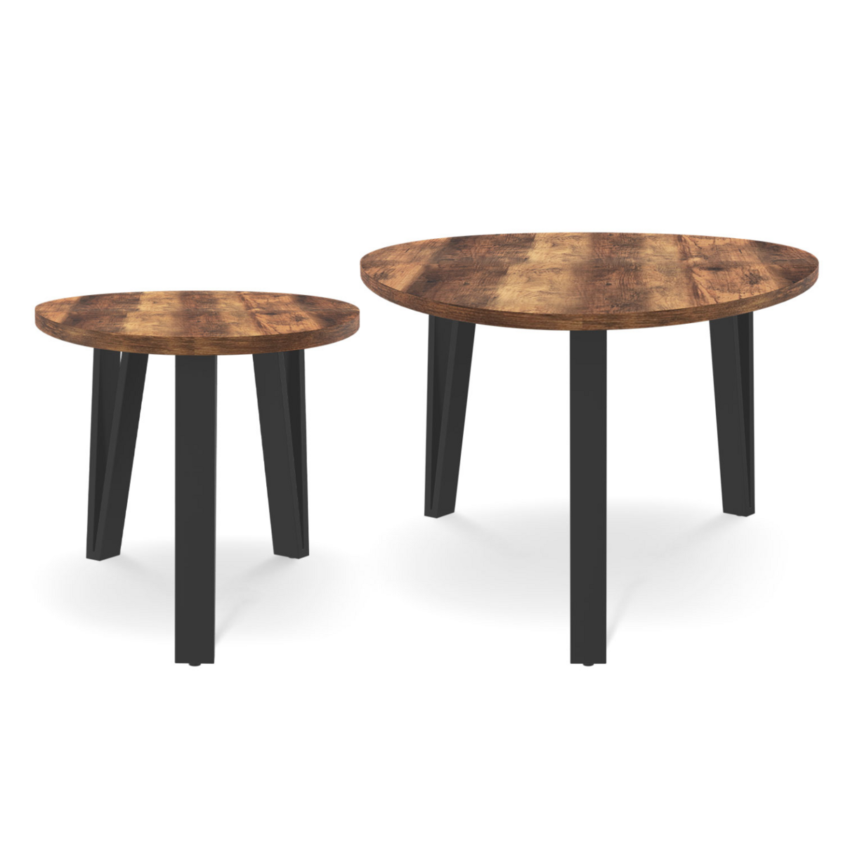 ID MARKET Lot de 2 tables basses gigognes AUSTRIA bois pied épingle noir