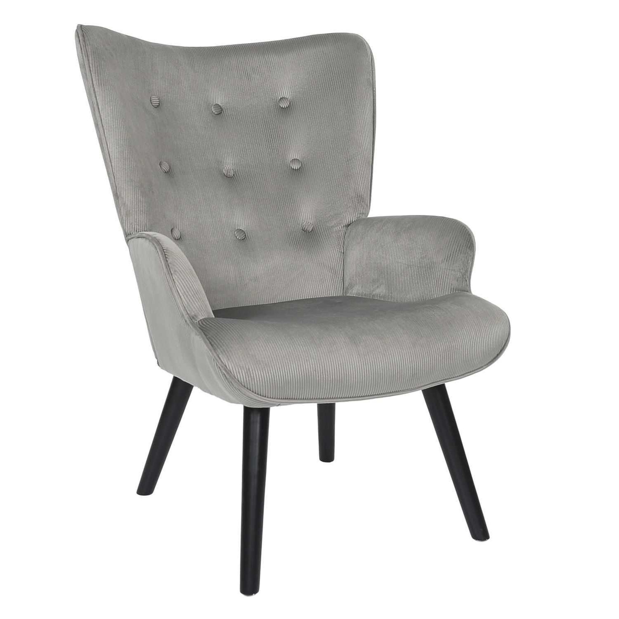 The Home Deco Factory Fauteuil de salon en velours côtelé Giulia. Coloris disponibles : Jaune, Gris, Noir