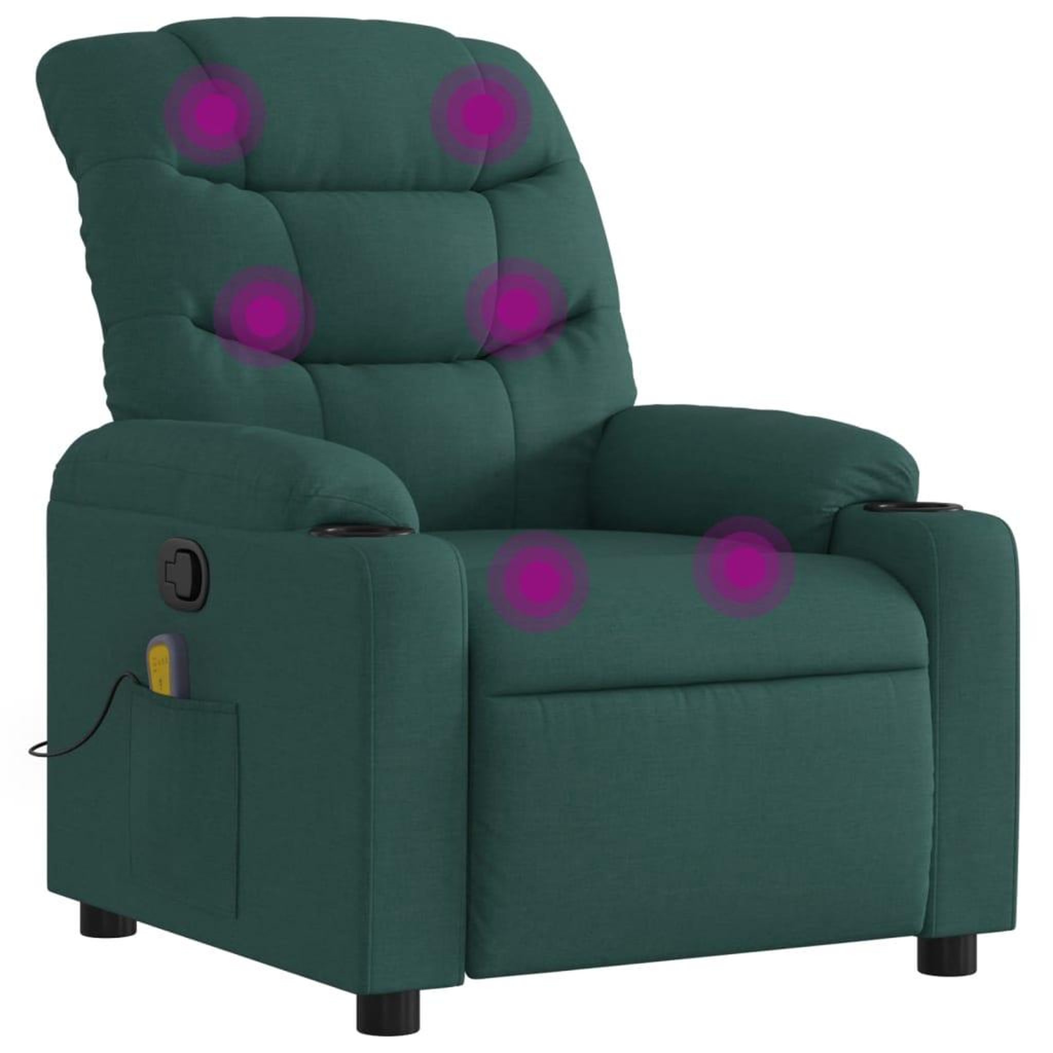 Voir la diapositive 2 : VIDAXL Fauteuil de massage inclinable Vert fonce Tissu