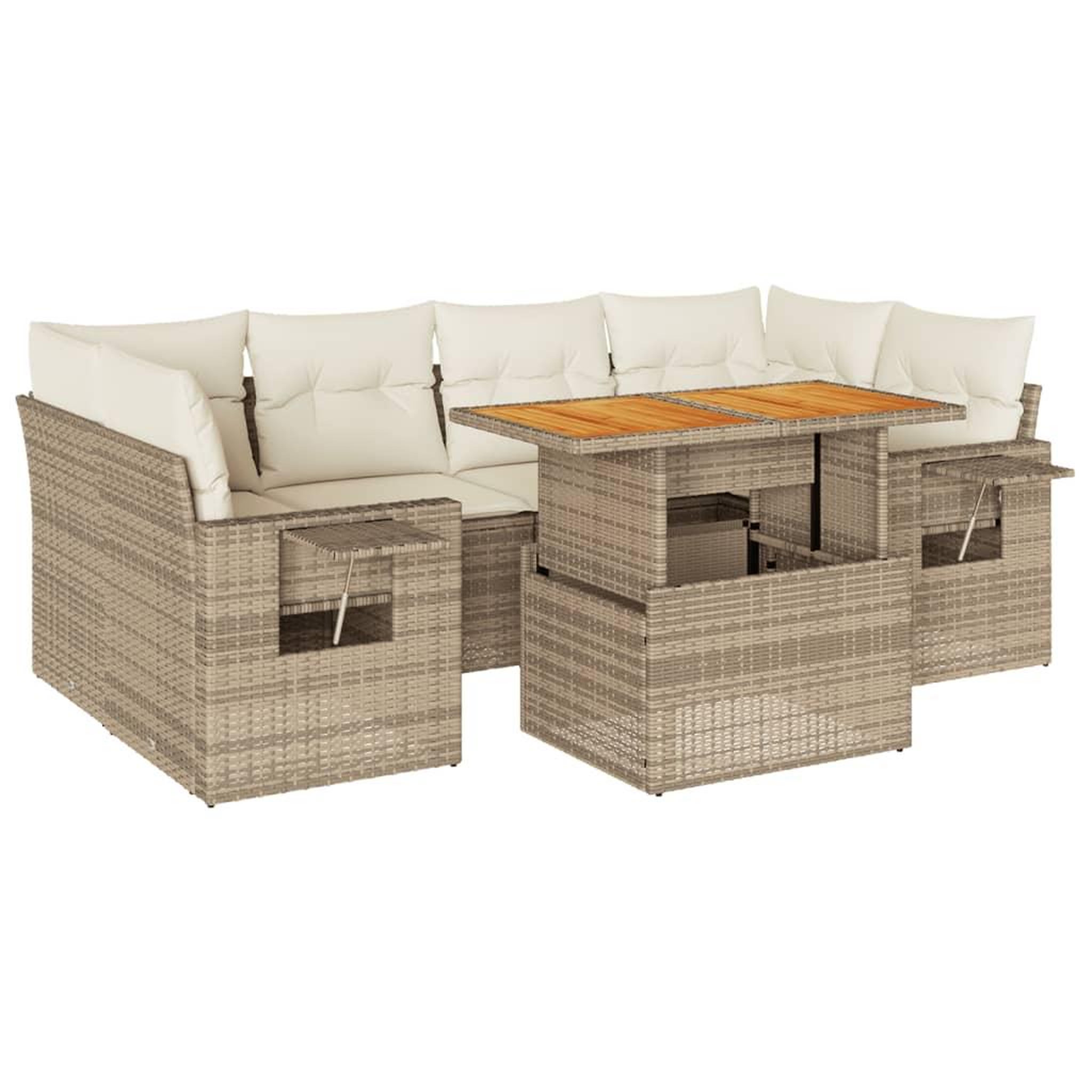 Voir la diapositive 2 : VIDAXL Salon de jardin avec coussins 7 pcs beige resine tressee