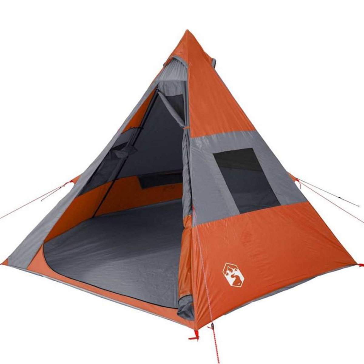 VIDAXL Tente de camping tipi 7 personnes gris et orange imperméable