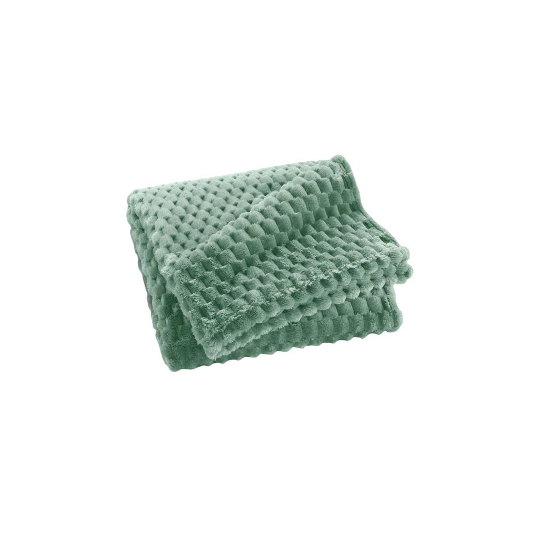 Douceur d'Intérieur Plaid flanelle en relief  mini frosty  125x150cm sauge