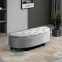 Voir la diapositive 2 : HOMCOM Pouf de rangement coffre 2 en 1 - pouf design classique chic capitonné demi-cercle - pieds bois hévéa noir revêtement velours gris