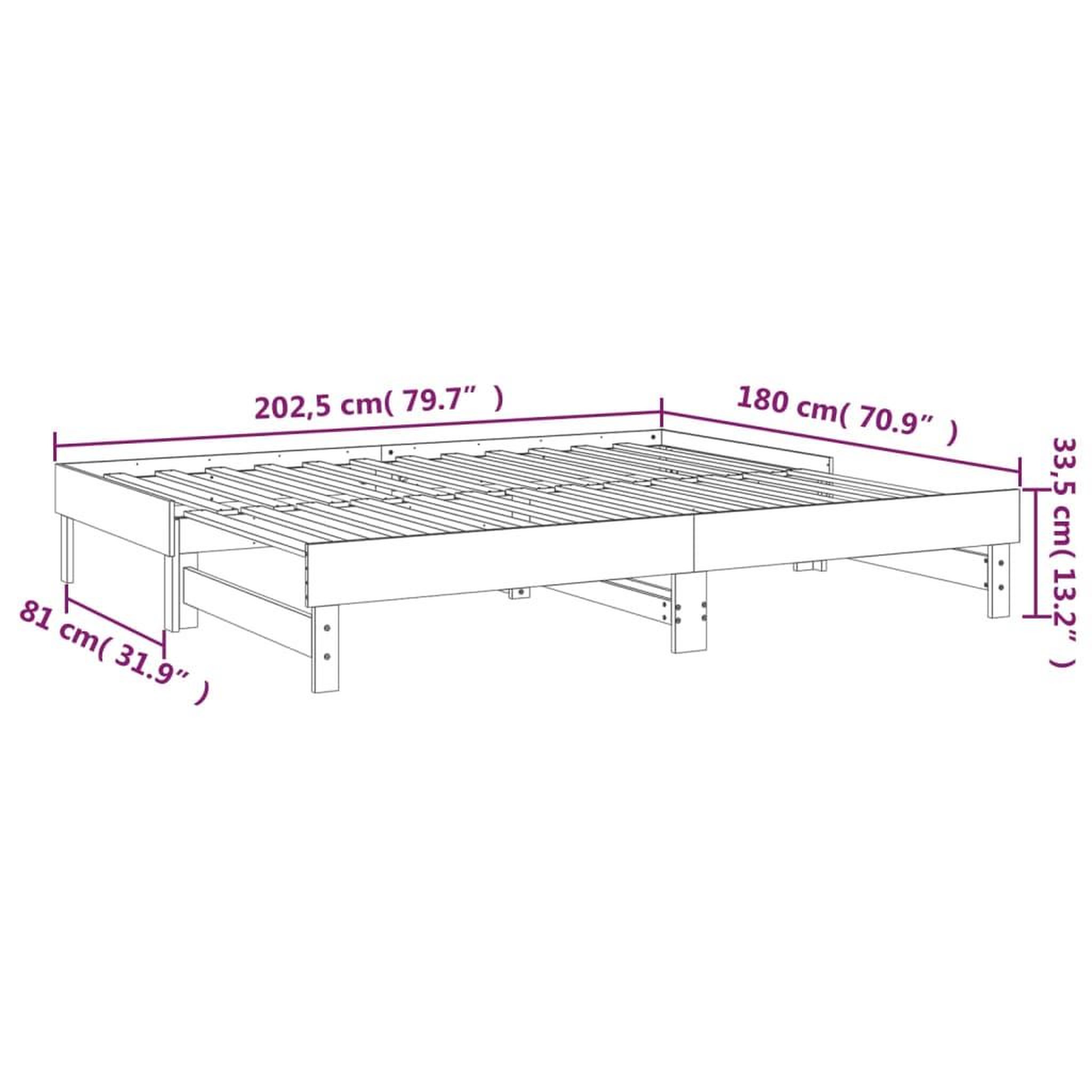 Voir la diapositive 6 : VIDAXL Lit coulissant sans matelas blanc 2x(90x200) cm