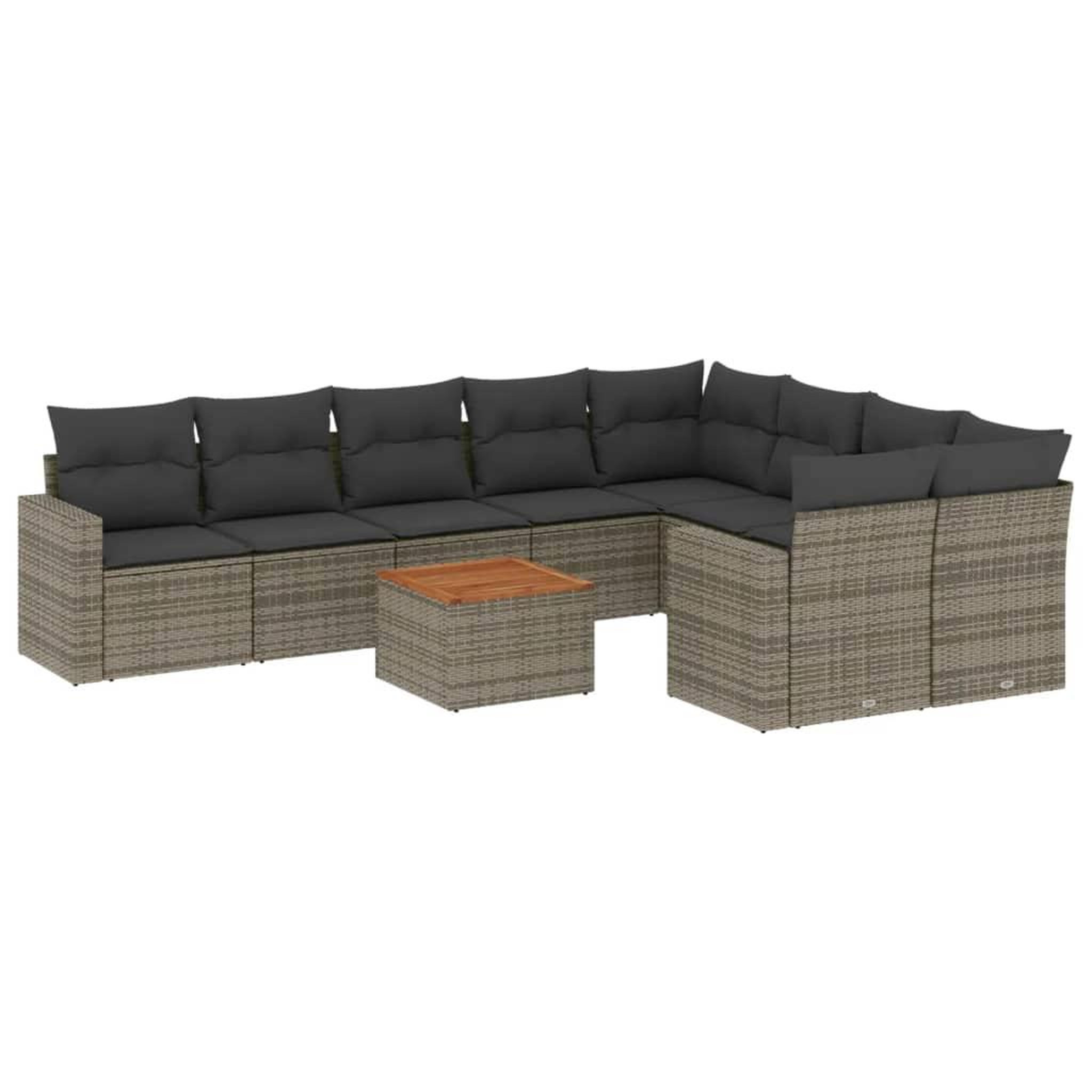 Voir la diapositive 2 : VIDAXL Salon de jardin avec coussins 10 pcs gris resine tressee