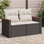 Voir la diapositive 1 : VIDAXL Canape de jardin avec coussins 2 places noir resine tressee