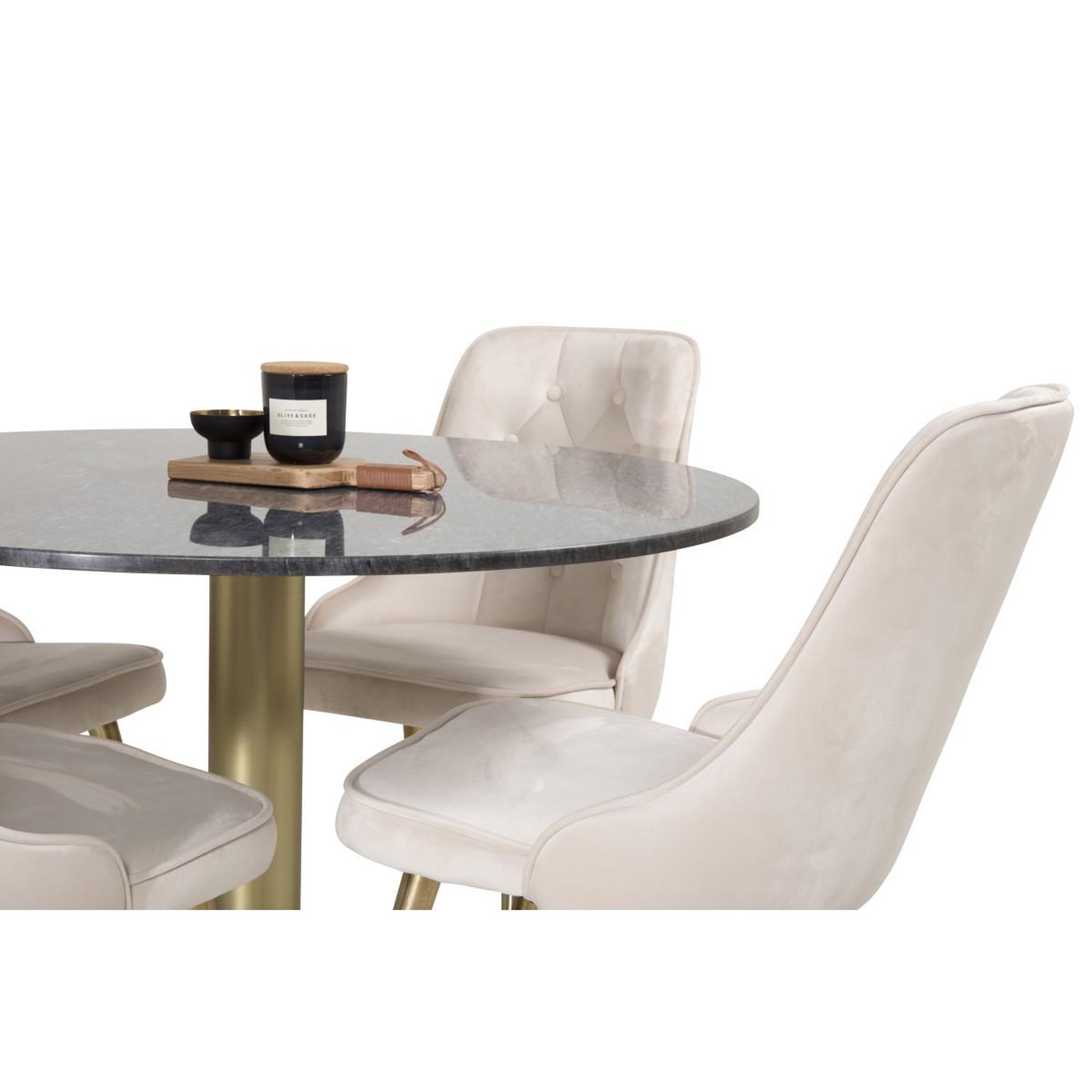 Voir la diapositive 2 : Paris Prix Ensemble table à manger & 4 chaises  estelle ii & deluxe ii  106cm gris foncé & beige