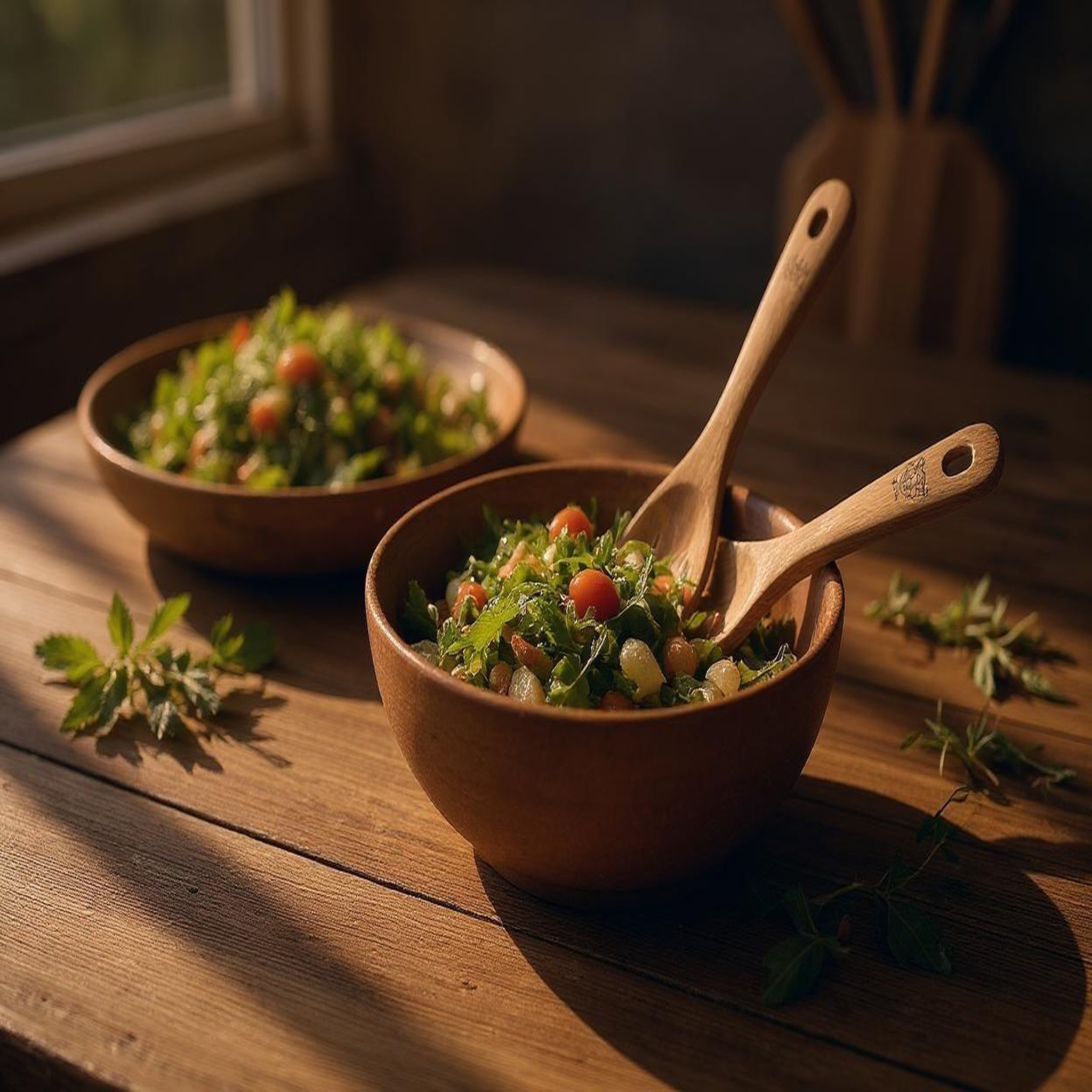 Voir la diapositive 5 : BJORN Couverts à salade en bois d'acacia SKOV