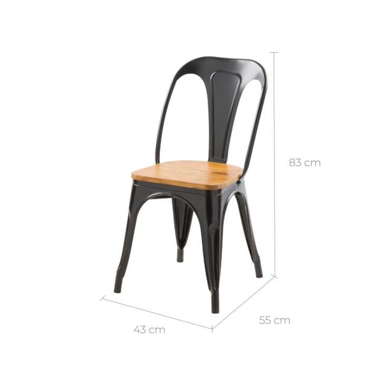 Rendez vous déco Lot de 2 chaises en métal noir et bois d'orme - Yoanna