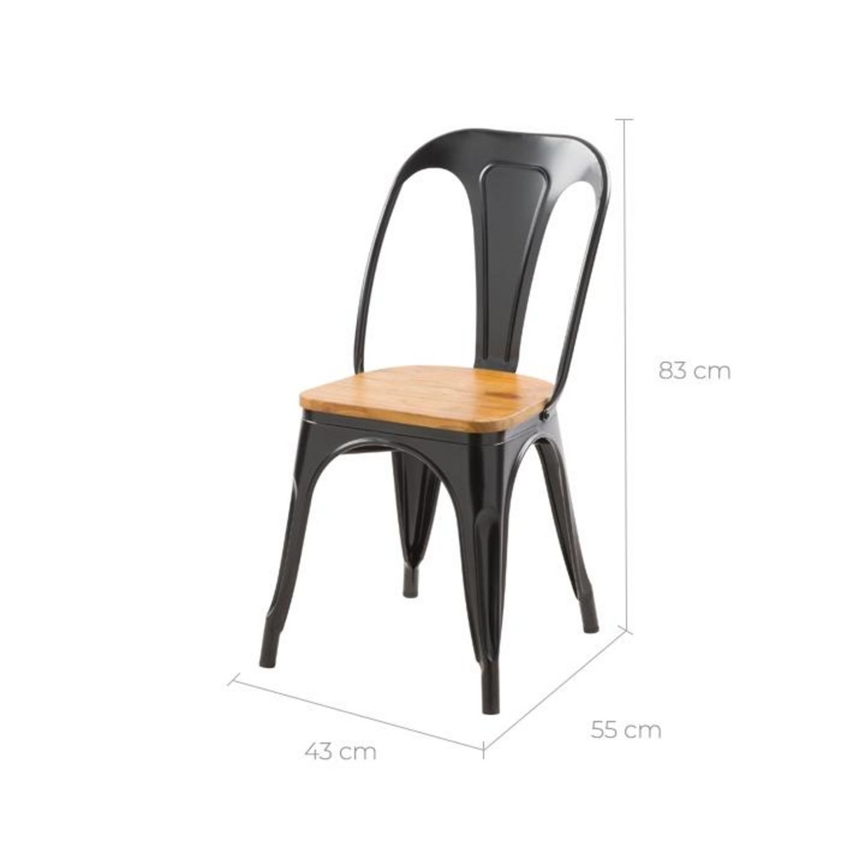 Rendez vous déco Lot de 2 chaises en métal noir et bois d'orme - Yoanna