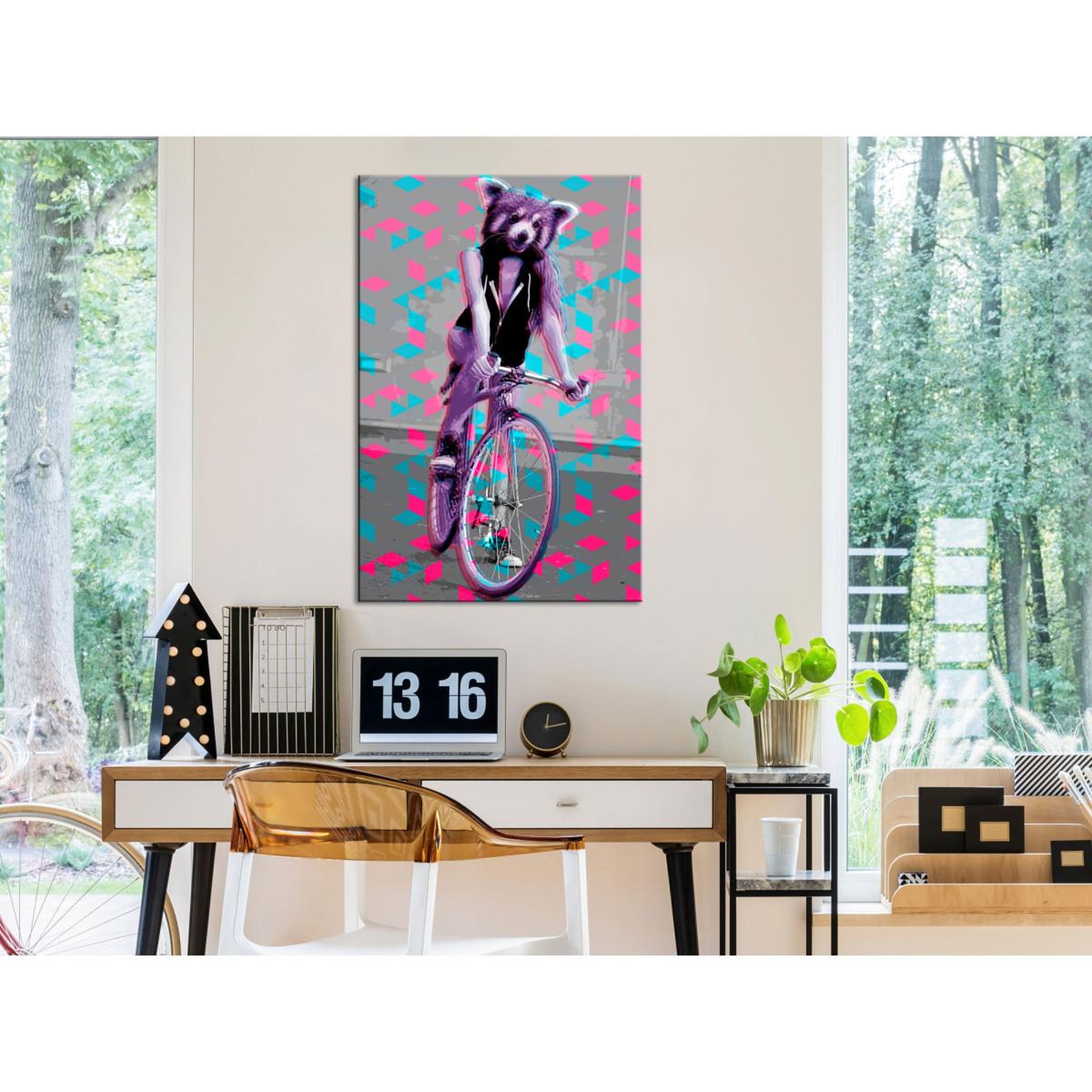 Voir la diapositive 2 : Paris Prix Tableau imprimé  raccoon on the bike