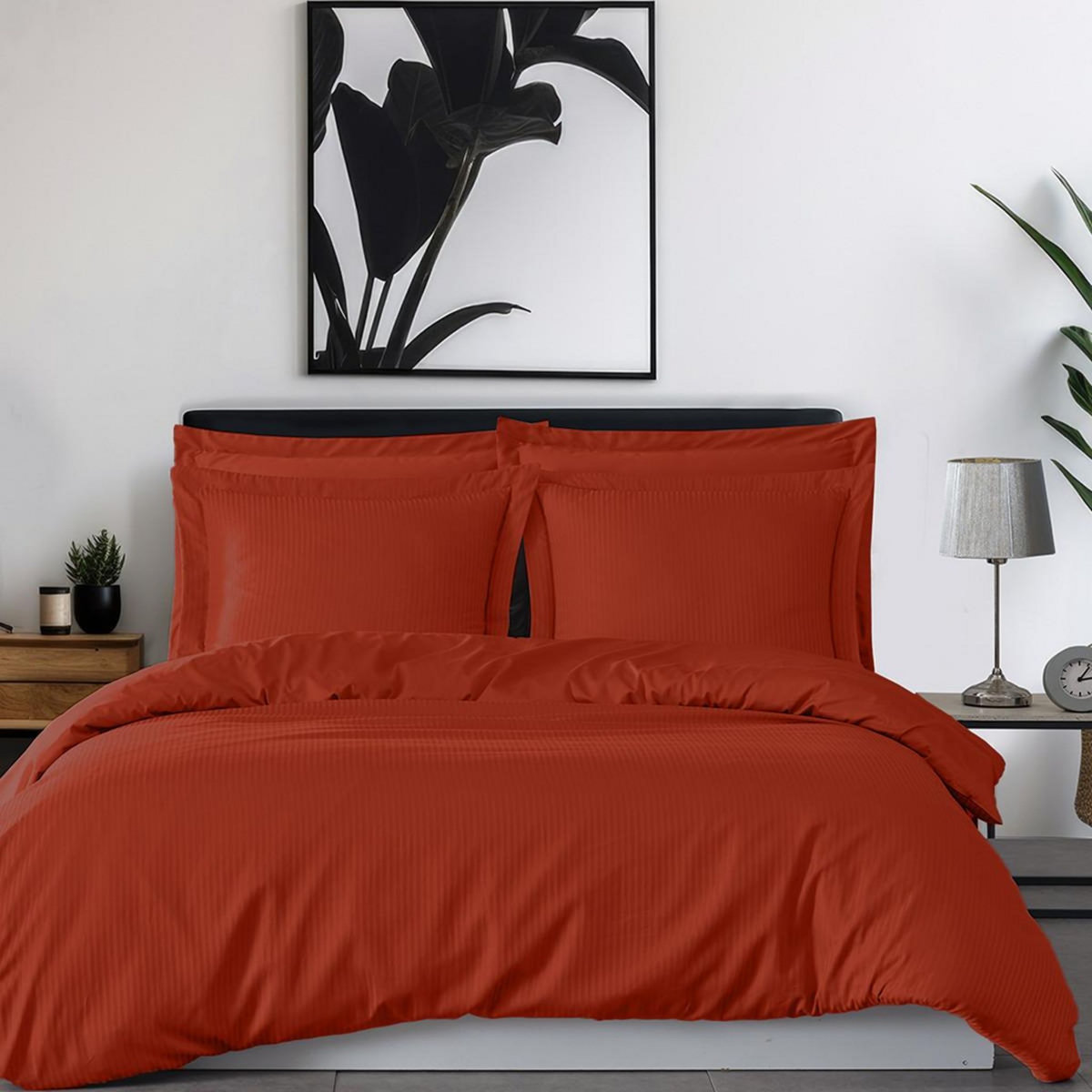 Sensei Maison Parure housse de couette rayée satin + 2 taies 65x65 cm VERSALUXE