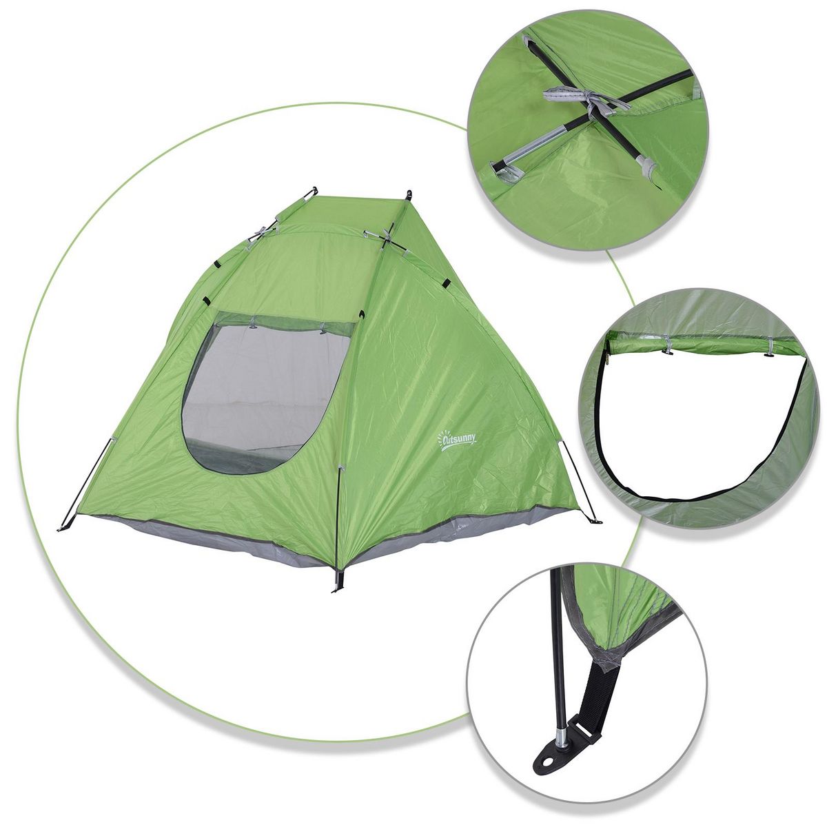 OUTSUNNY Tente de plage abri de plage pliable dim. 2,30L x 1,40l x 1,27H m fenêtre sac transport inclu polyester vert