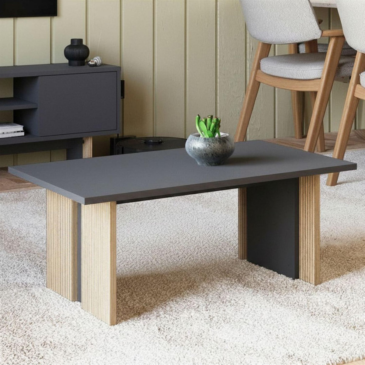 Habitat et Jardin Table basse en bois  Ravello  - 90 x 50 x 40 cm - Gris anthracite