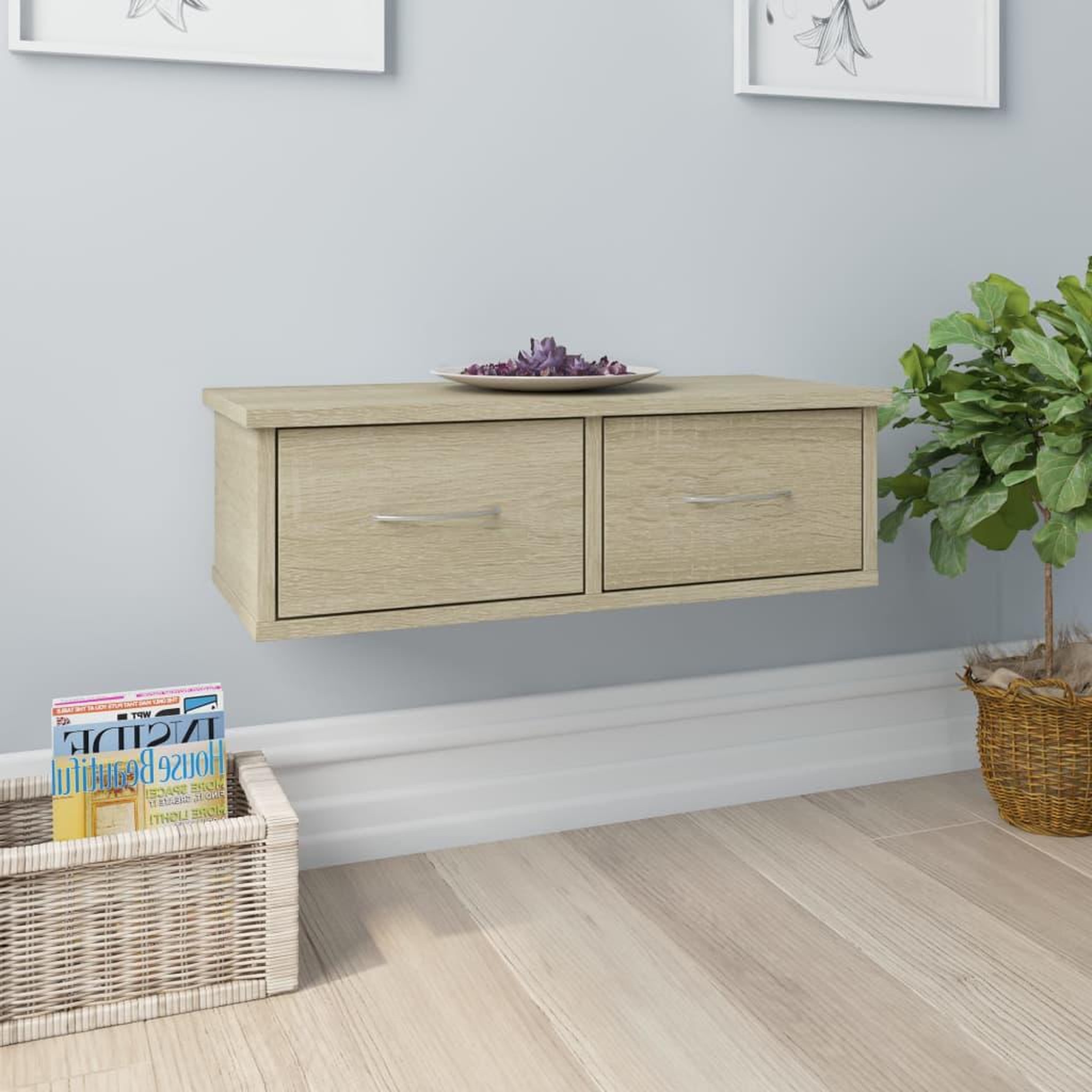 VIDAXL Etagere murale avec tiroirs Chene sonoma Bois d'ingenierie