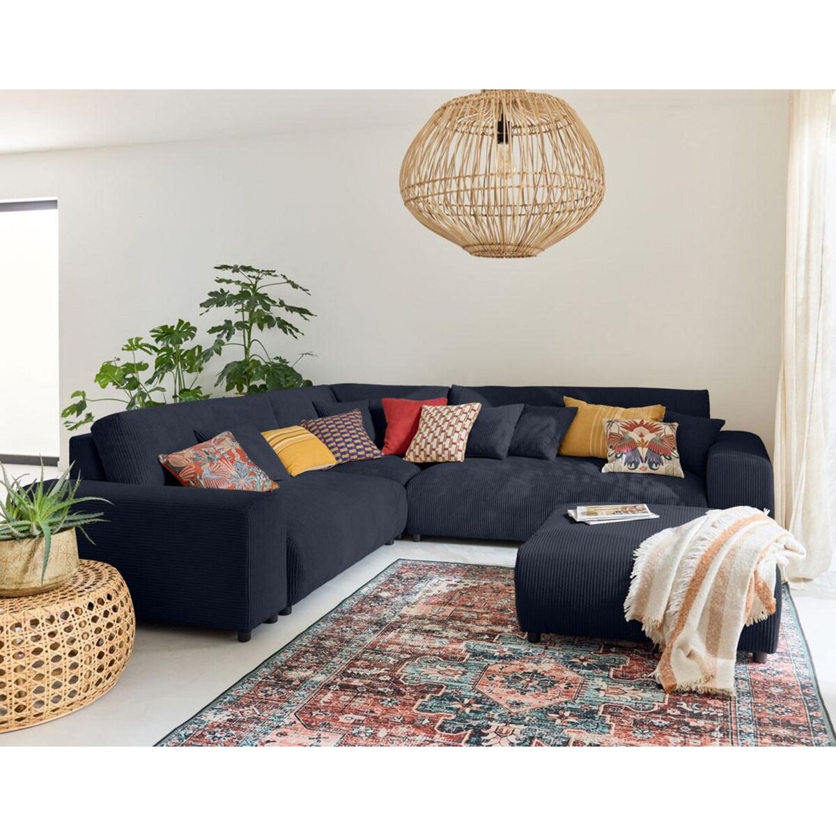 LISA DESIGN Garance - canapé modulable d'angle gauche - 5 places - en velours côtelé