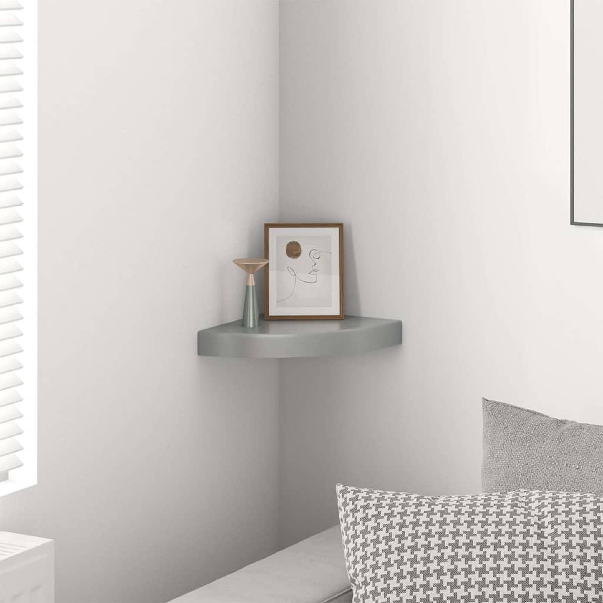 Voir la diapositive 4 : VIDAXL Etagere d'angle flottante Gris brillant 25x25x3,8 cm MDF