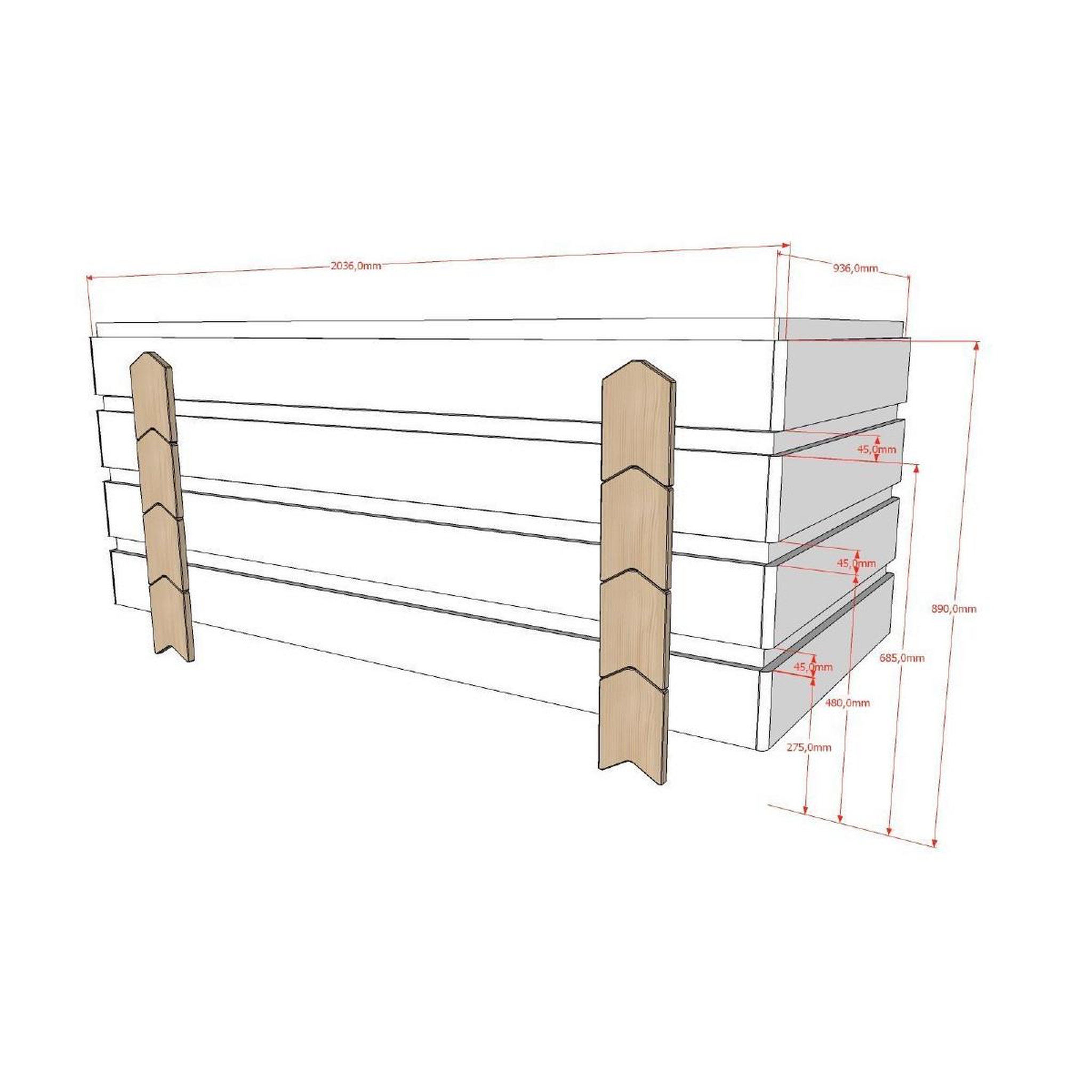 Voir la diapositive 5 : Paris Prix Lit enfant en bois  modulo arrow iv  90x200cm gris