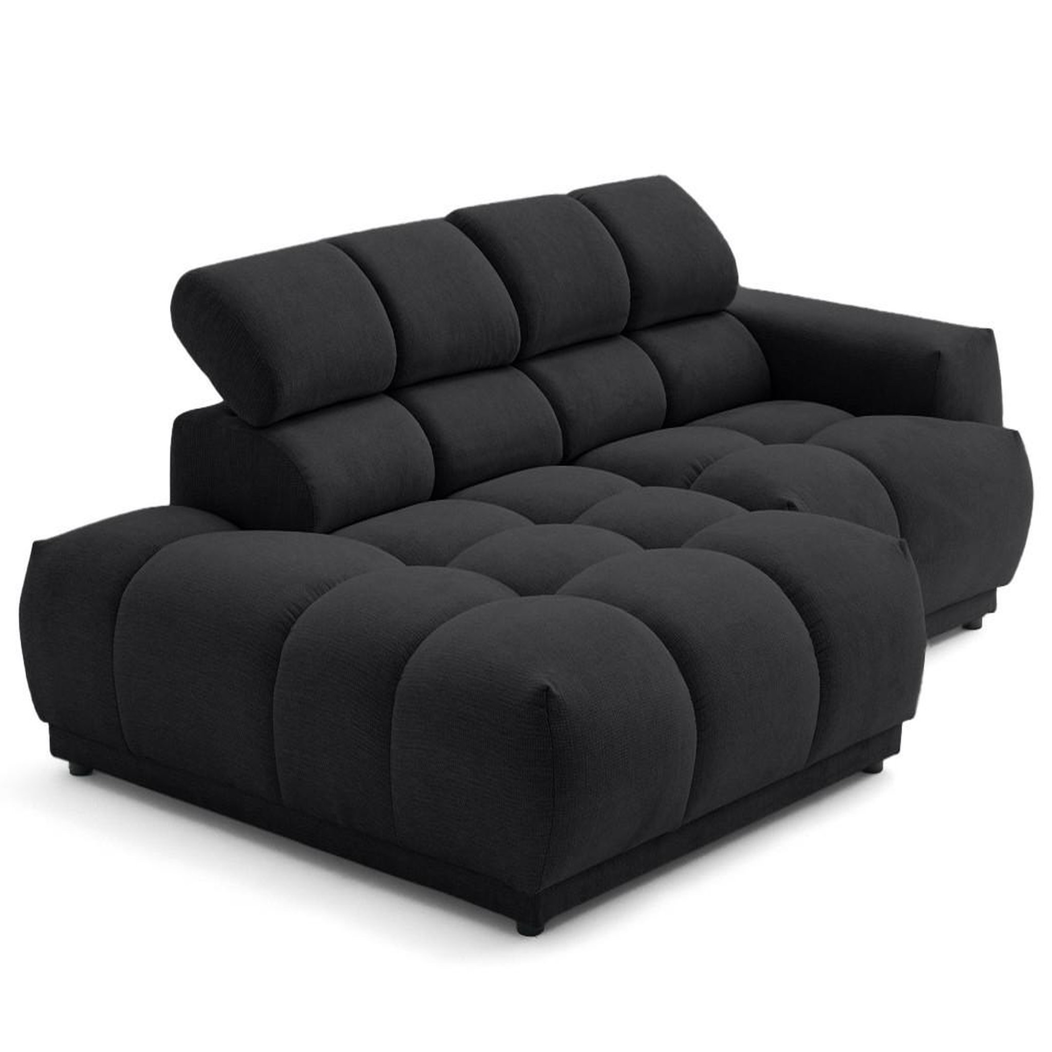 Voir la diapositive 6 : LISA DESIGN Matera - canapé d'angle gauche 4 places avec têtières réglables en tissu texturé