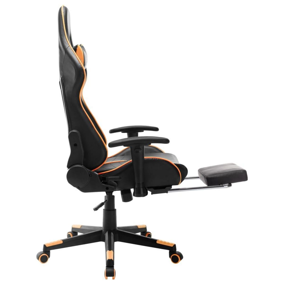 VIDAXL Chaise de jeu avec repose-pied Noir et orange Cuir artificiel
