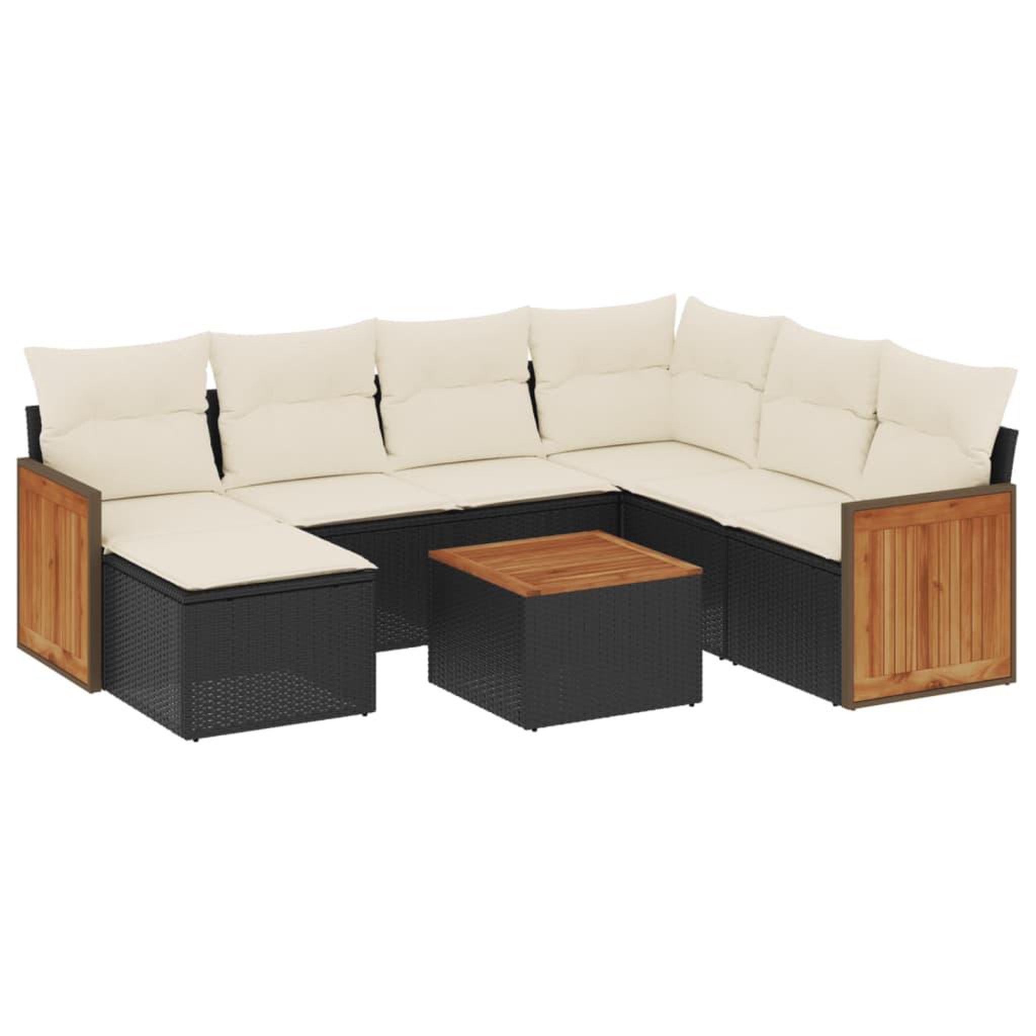 Voir la diapositive 2 : VIDAXL Salon de jardin 8 pcs avec coussins noir resine tressee