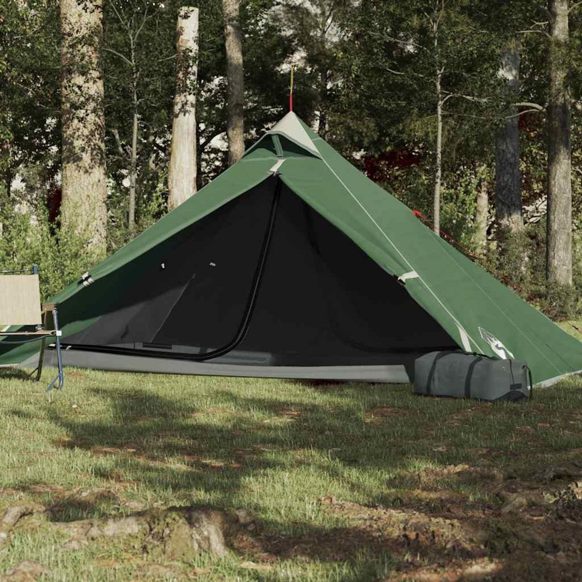 VIDAXL Tente de camping tipi 1 personne vert impermeable