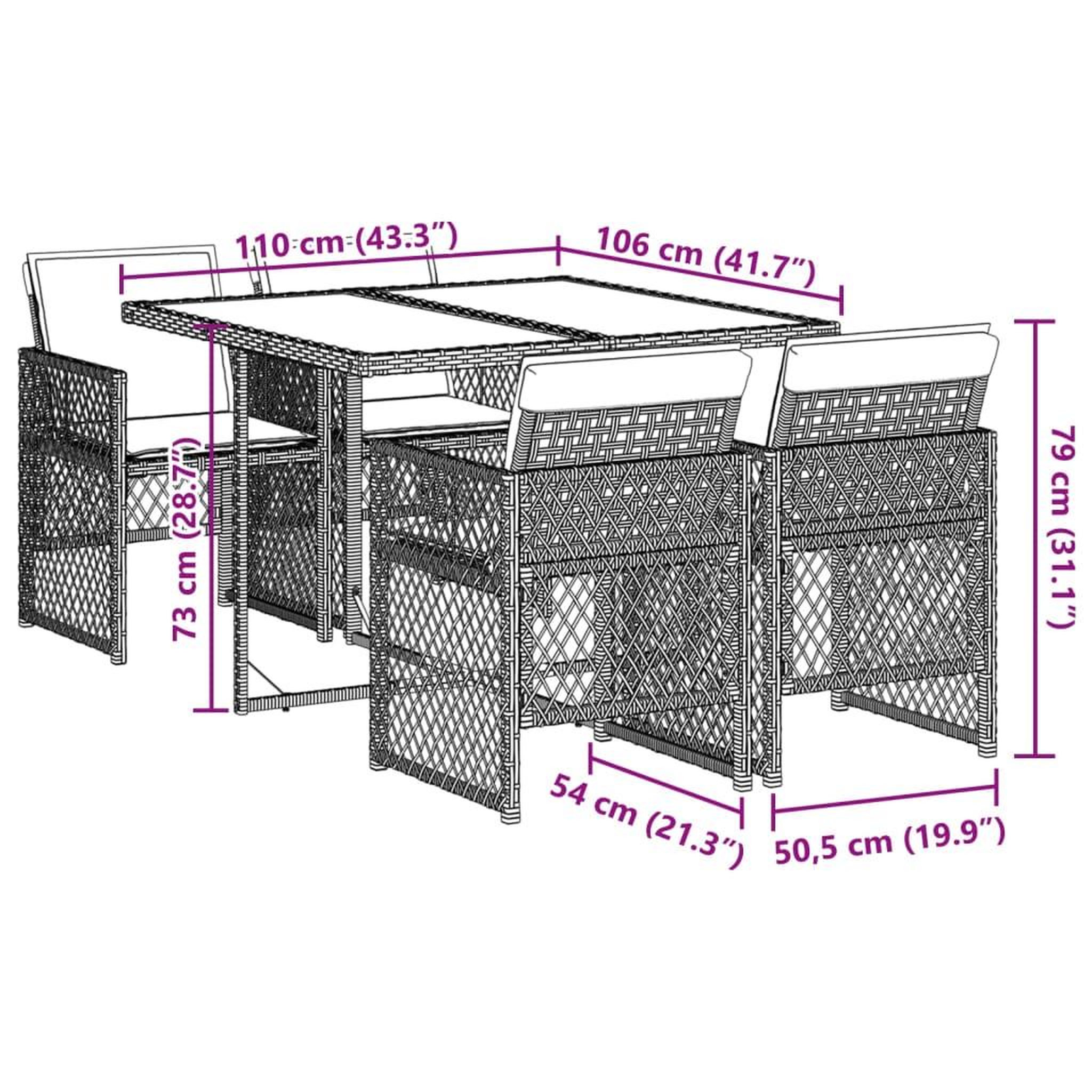 Voir la diapositive 6 : VIDAXL Ensemble a manger de jardin coussins 5pcs noir resine tressee