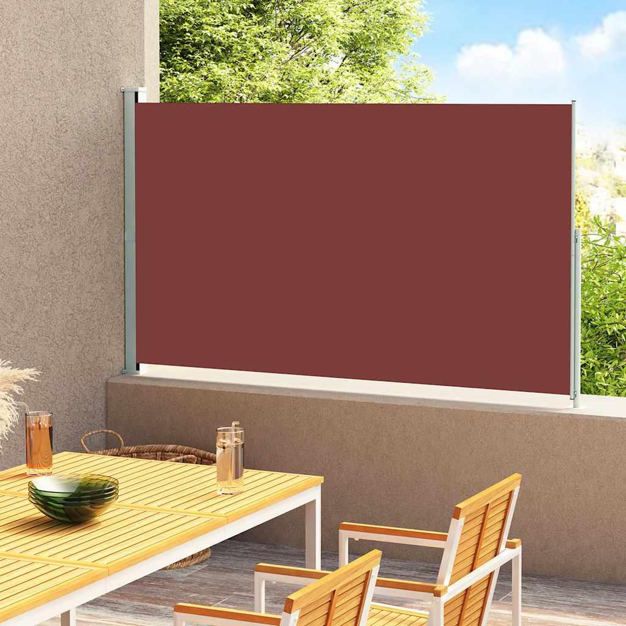 VIDAXL Auvent lateral retractable de patio 180x300 cm Marron