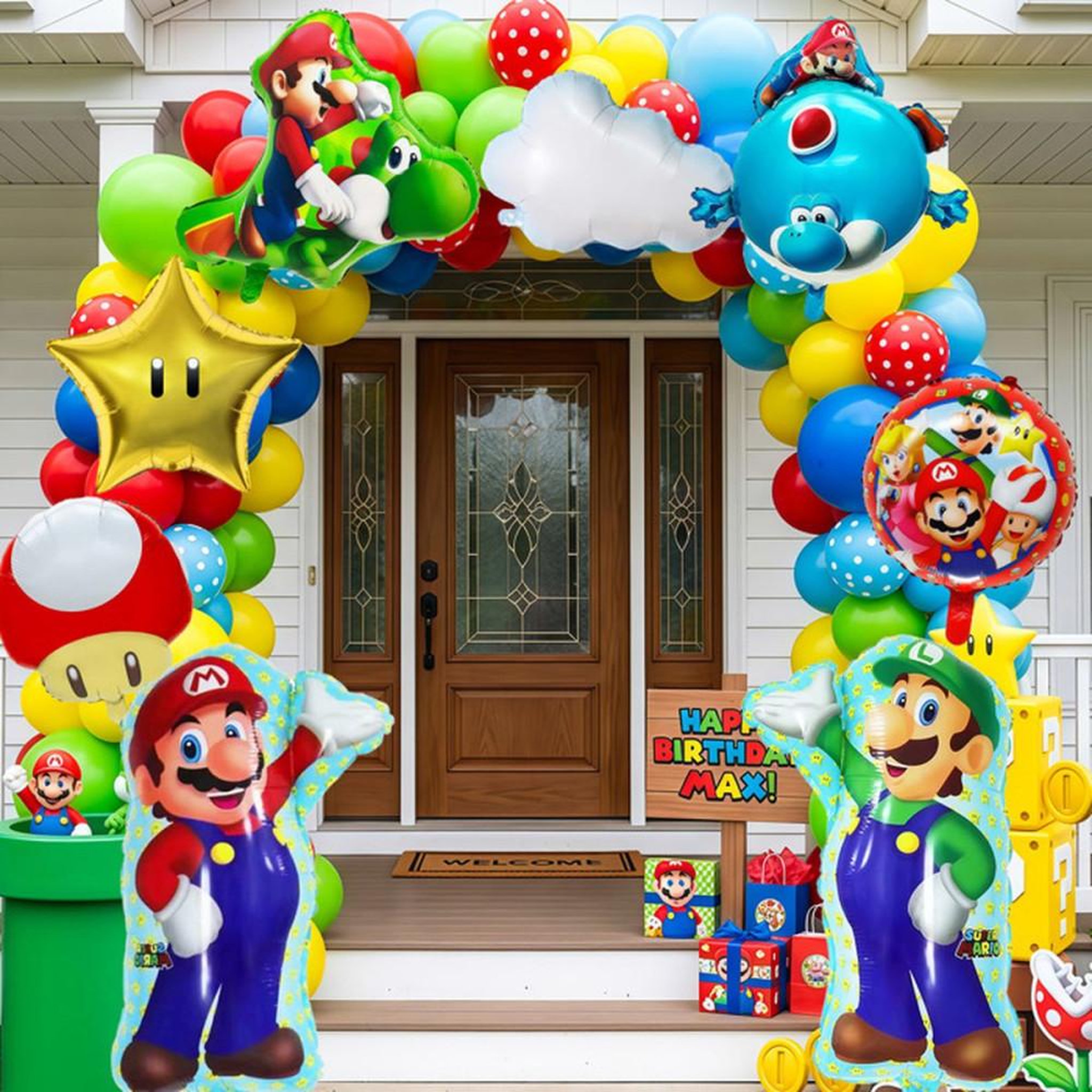 Voir la diapositive 5 : Set de ballons déco anniversaire Mario Bros multicolore pour enfants