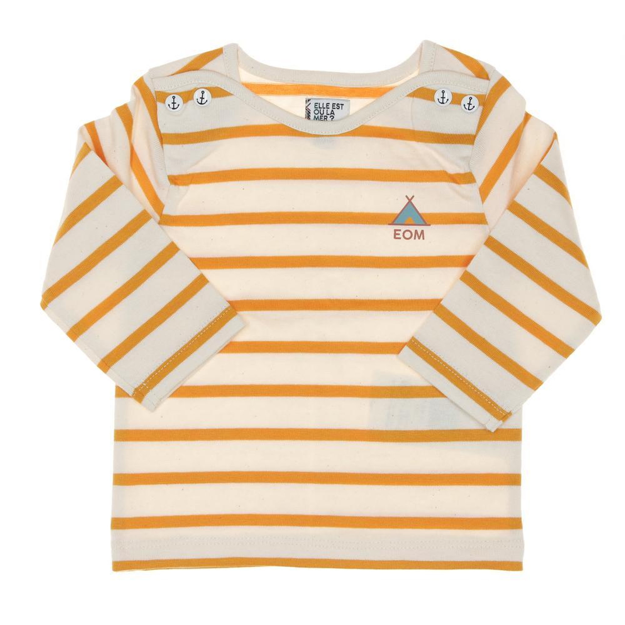 ELLE EST OU LA MER T Shirt /Jaune Garçon EOM Eloris. Coloris disponibles : Blanc