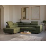 BEST MOBILIER Zaria - canapé d'angle gauche - convertible avec coffre et têtières réglables - 5 places - en velours côtelé. Coloris disponibles : Bleu, Noir, Gris, Vert, Orange, Beige