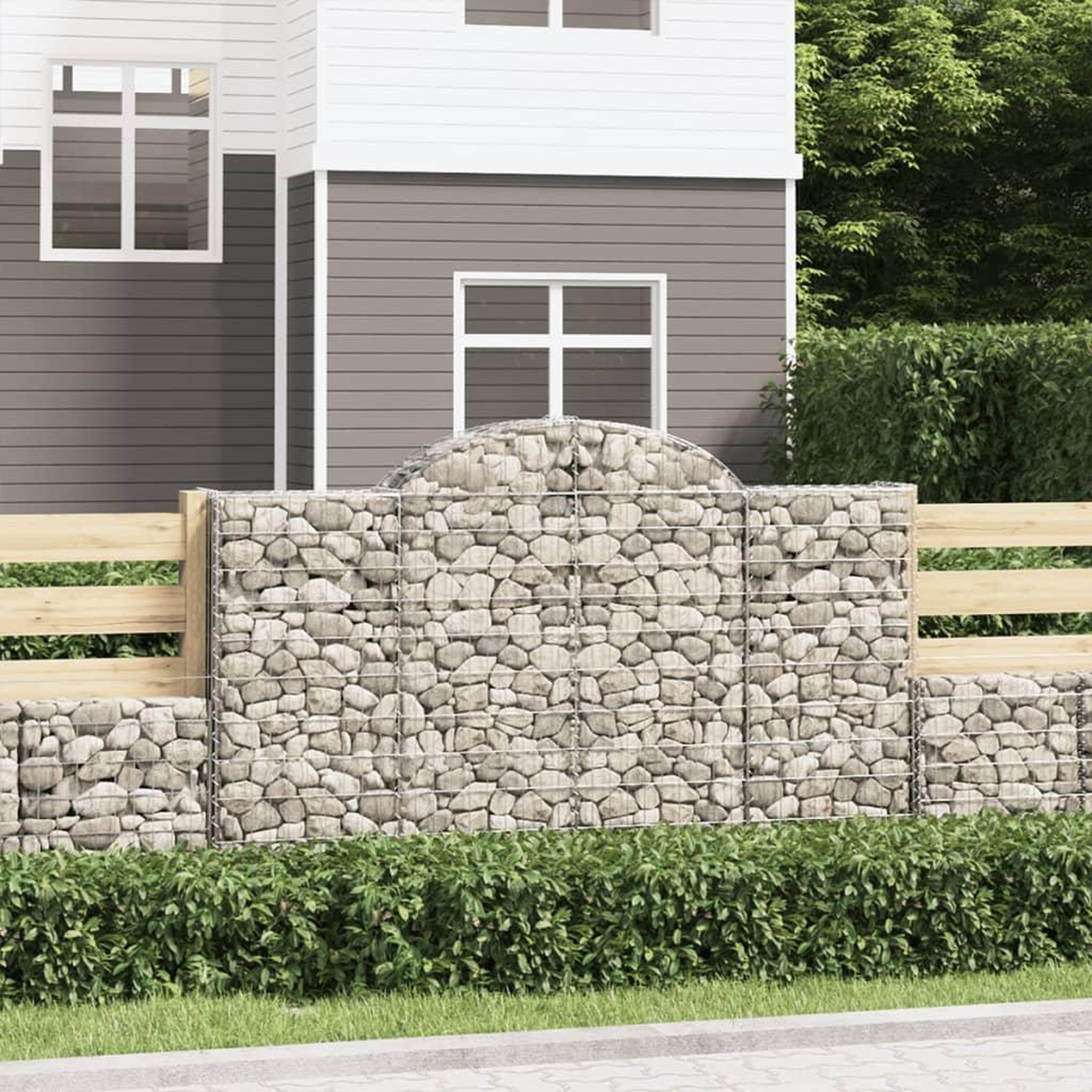 VIDAXL Paniers a gabions arques 7 pcs 200x50x120/140 cm Fer galvanise