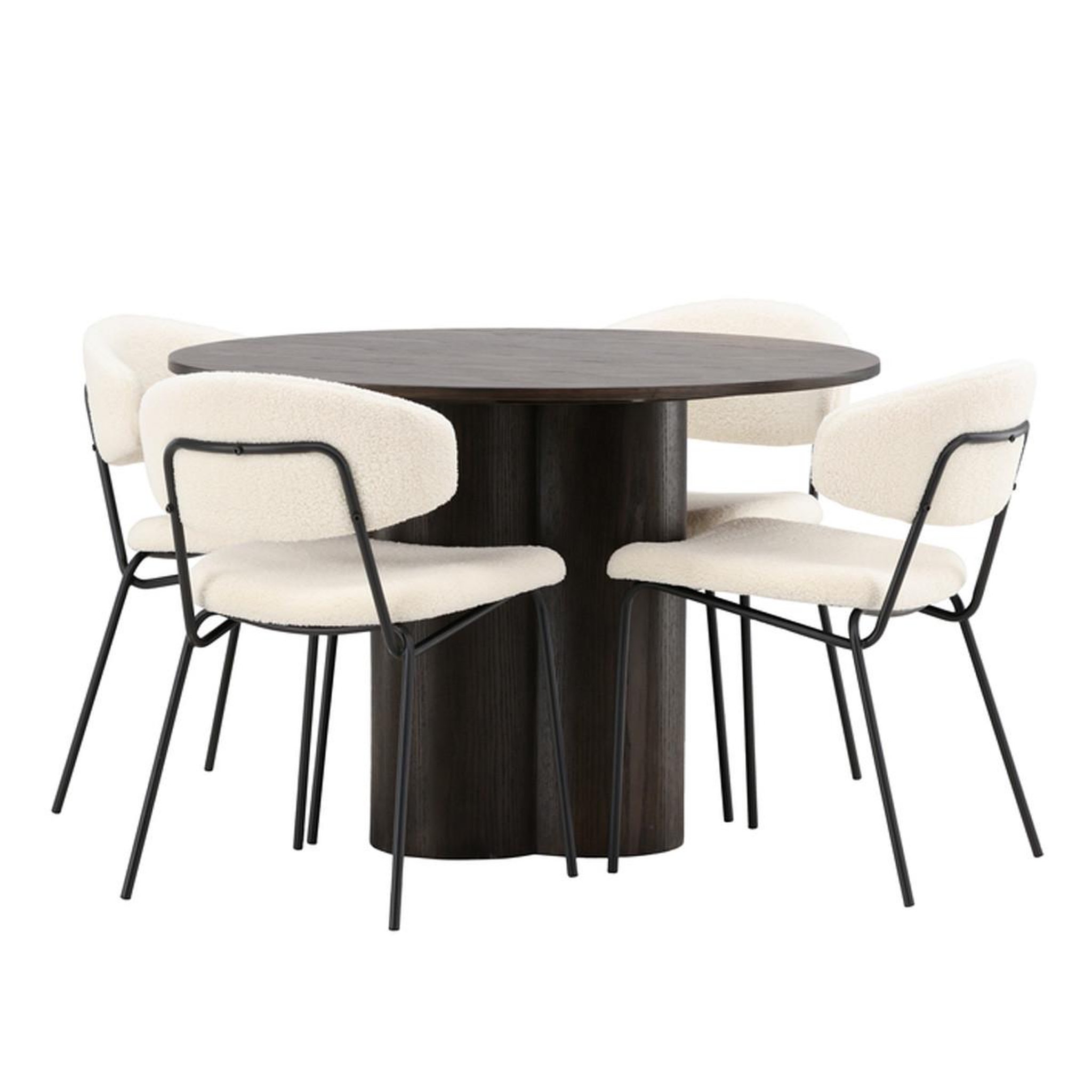 Paris Prix Ensemble table à manger & 4 chaises  olivia & chico  110cm moka & blanc