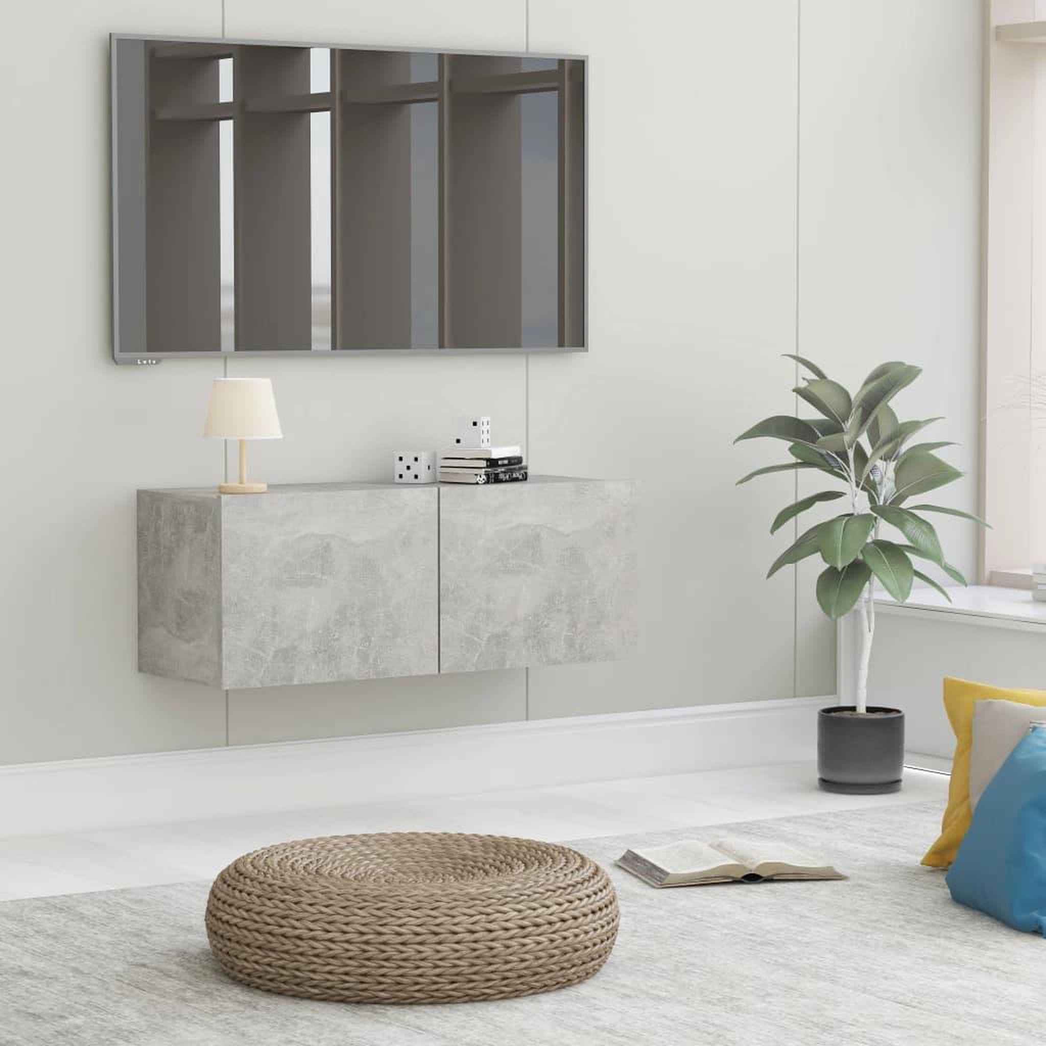 VIDAXL Meuble TV Gris beton 80x30x30 cm Bois d'ingenierie
