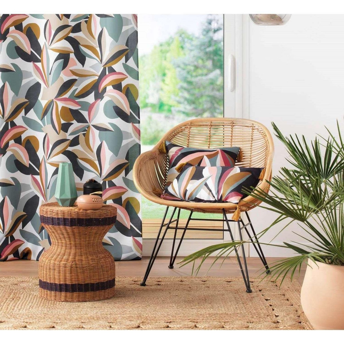 Douceur d'Intérieur Coussin DANIA - Polyester imprimé - 40 x 40 cm - Multicolore