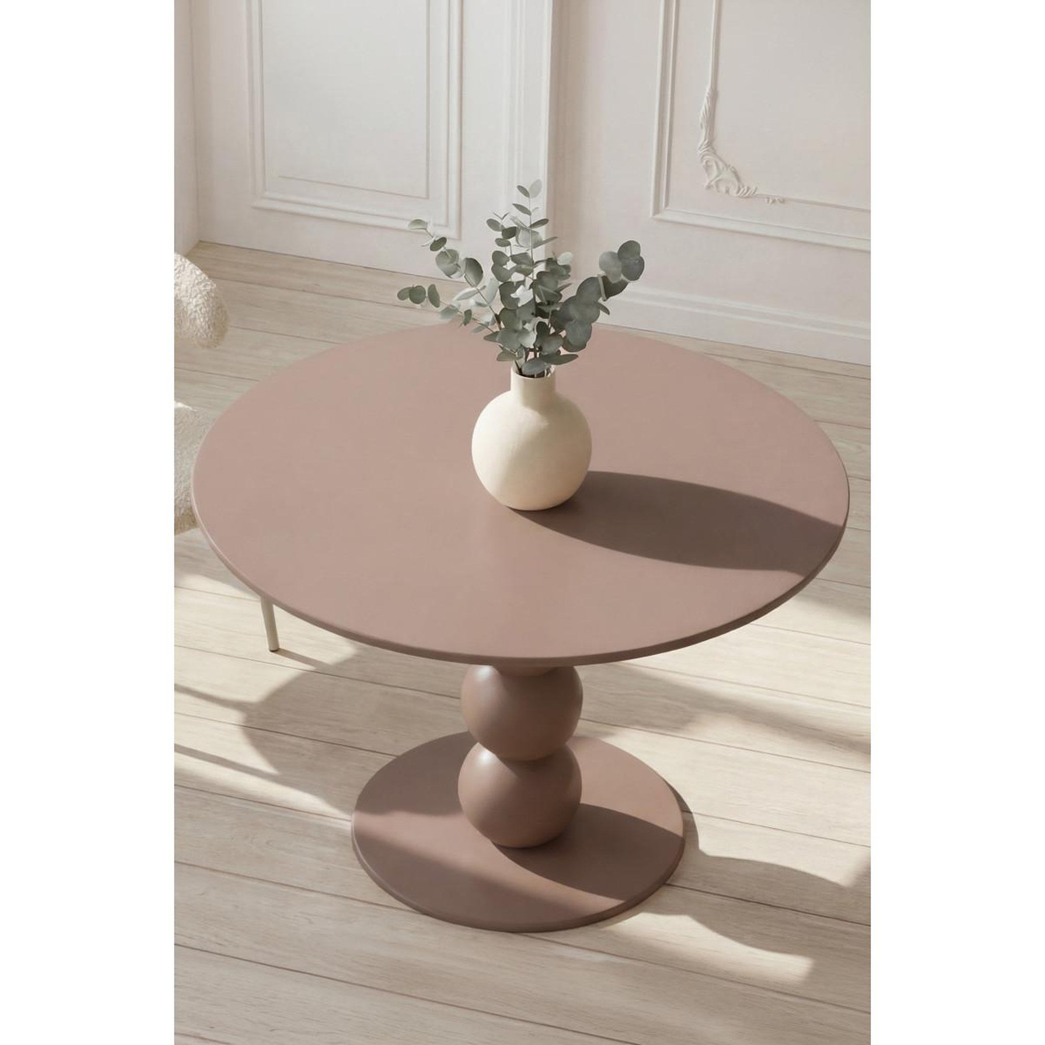 Voir la diapositive 3 : Paris Prix Table à Manger Ronde  Boule  110cm Marron