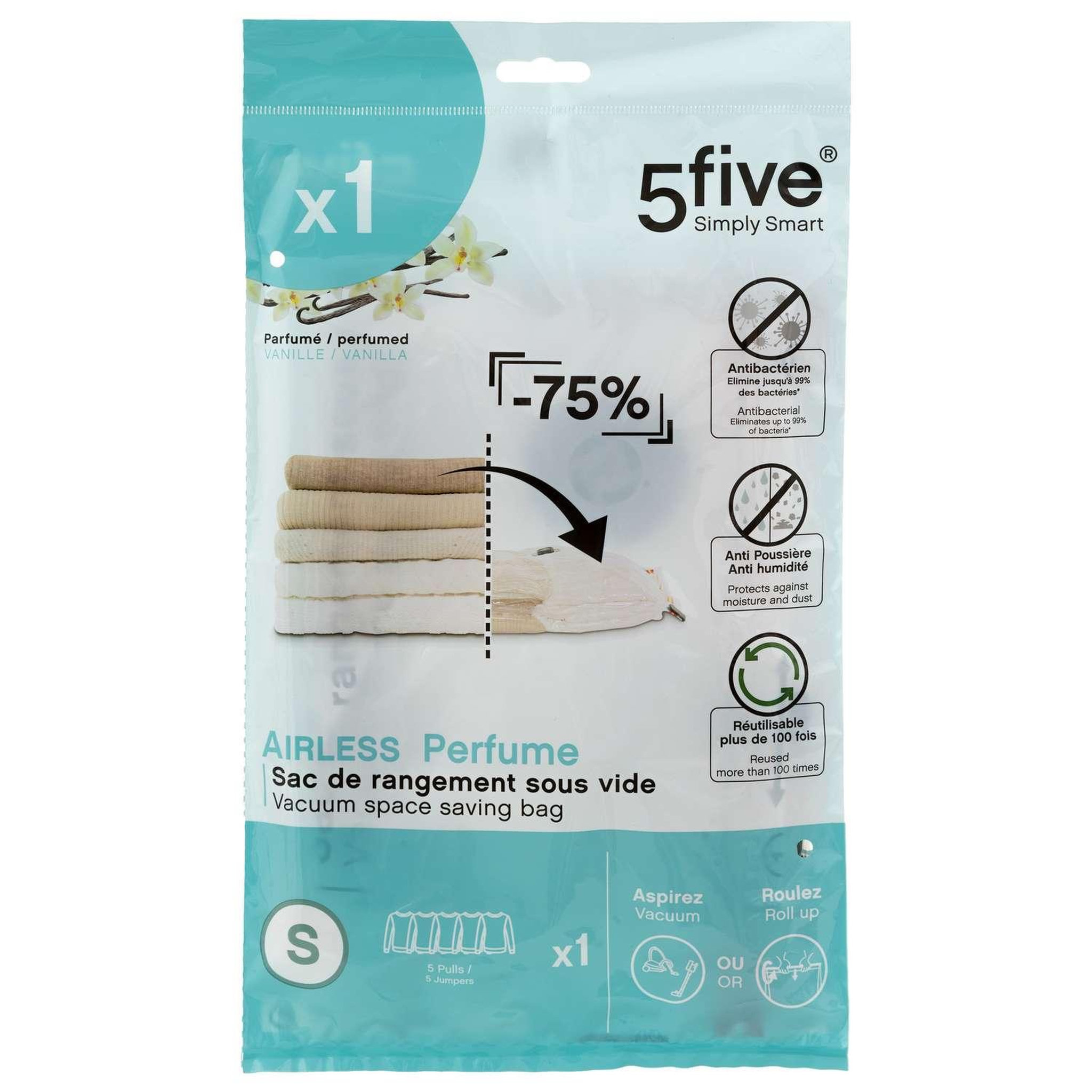 Voir la diapositive 1 : FIVE Housse de rangement sous-vide taille s