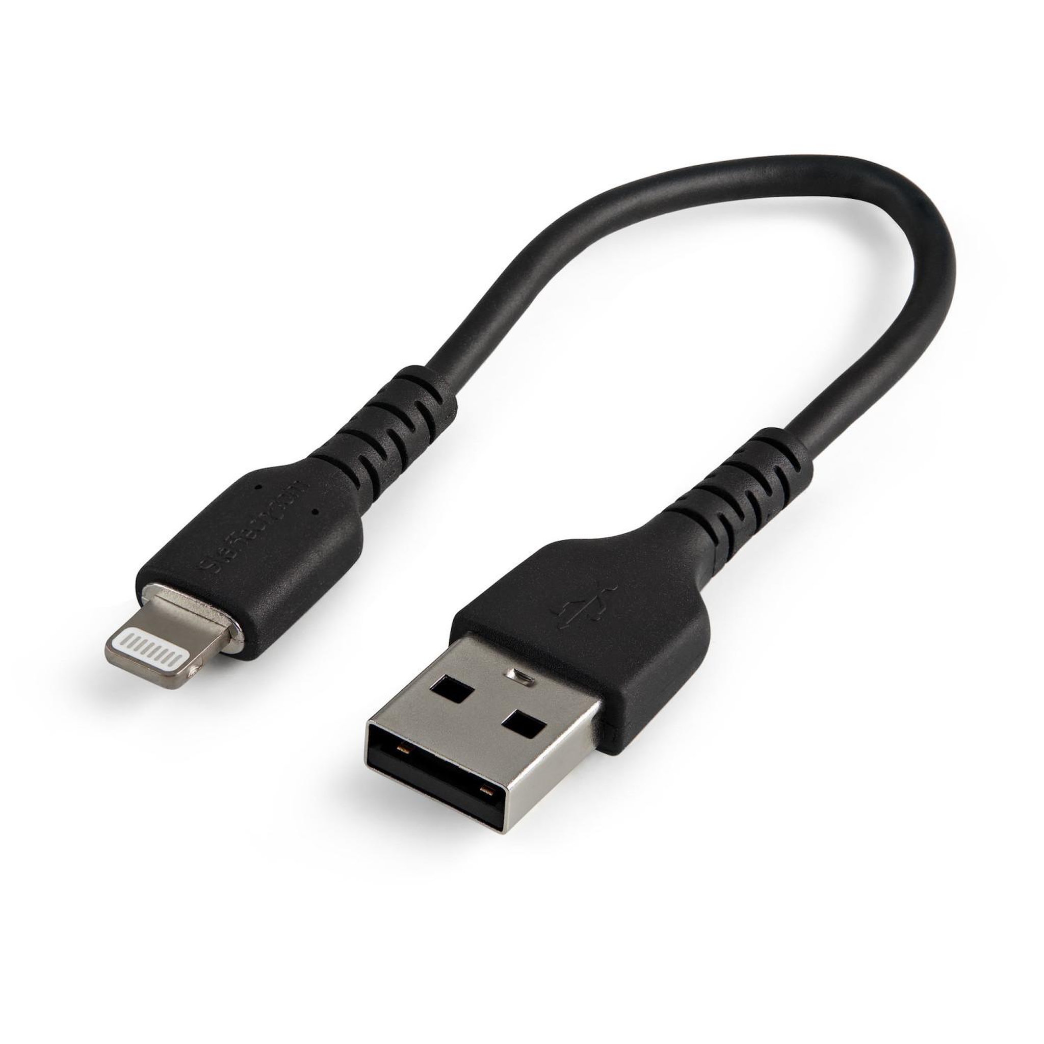 Voir la diapositive 2 : Startech Startech.com câble usb-a vers lightning noir robuste 15cm - câble de charge/synchronisation de type a vers lightning en fibre aramide - ipad/iphone 12 - certifié apple mfi