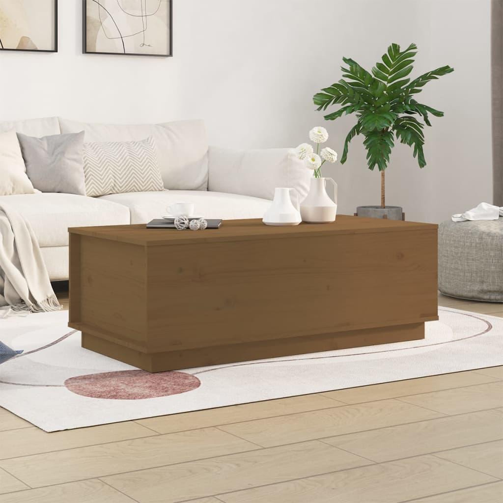 Voir la diapositive 1 : VIDAXL Table basse Marron miel 100x50x35 cm Bois massif de pin