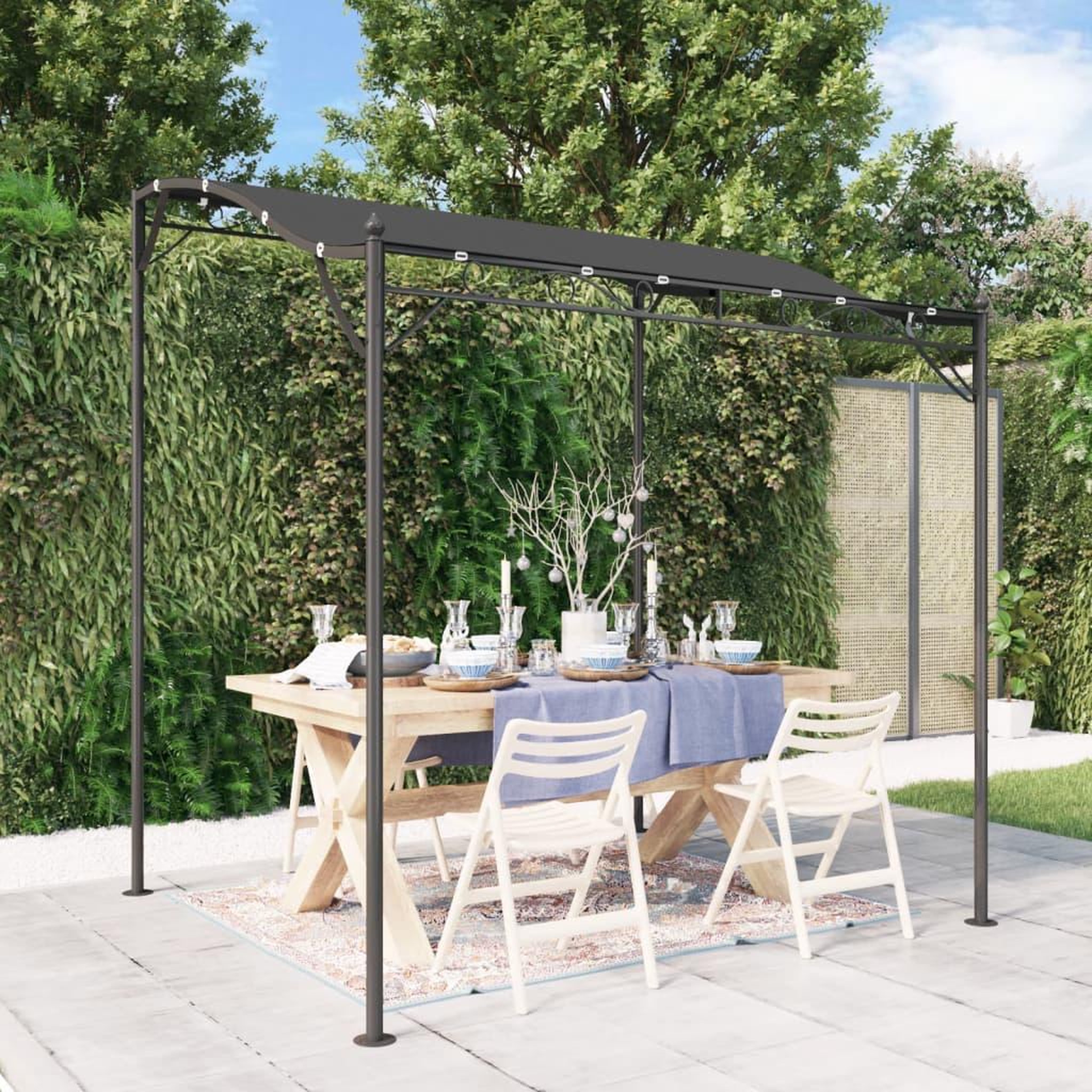 Voir la diapositive 1 : VIDAXL Auvent anthracite 2x2,3 m 180 g/m^2 tissu et acier