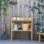 OUTSUNNY Table de rempotage jardinage - étagère à lattes - plateau avec rebords - bois sapin pré-huilé