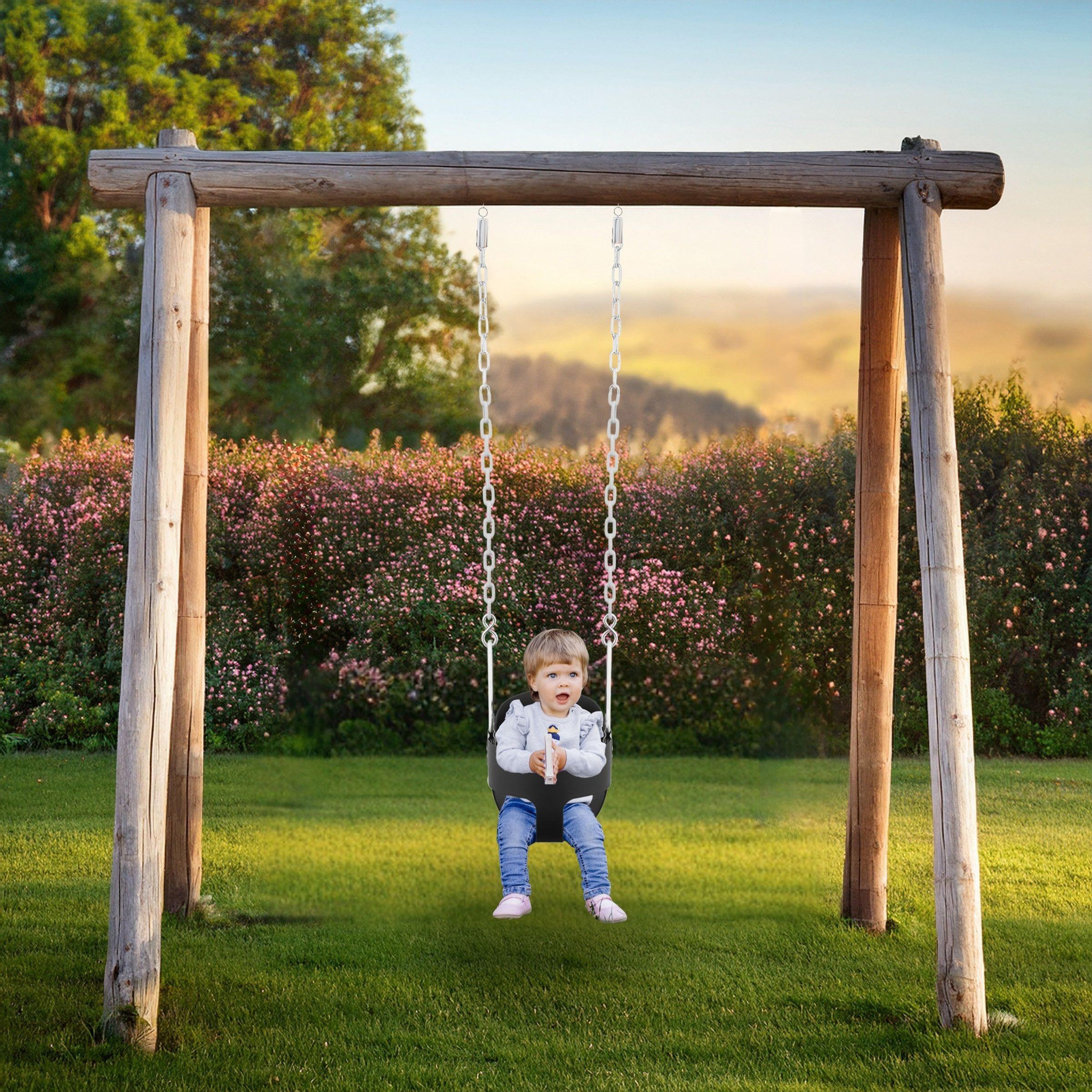 Voir la diapositive 2 : HYPERMOTION Balançoire Baquet Bébé HyperMotion - Assise EVA Confort & Sécurité Jardin 22kg