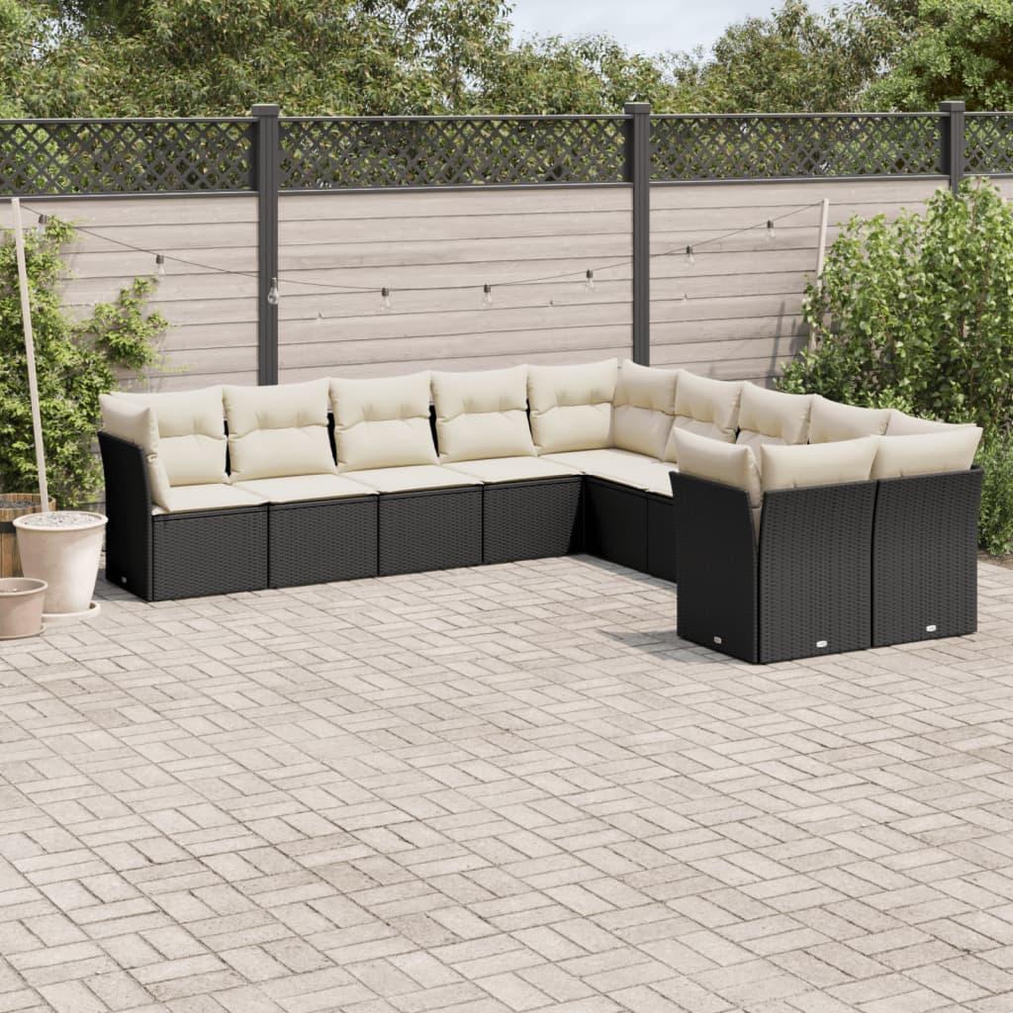 VIDAXL Salon de jardin 10 pcs avec coussins noir resine tressee