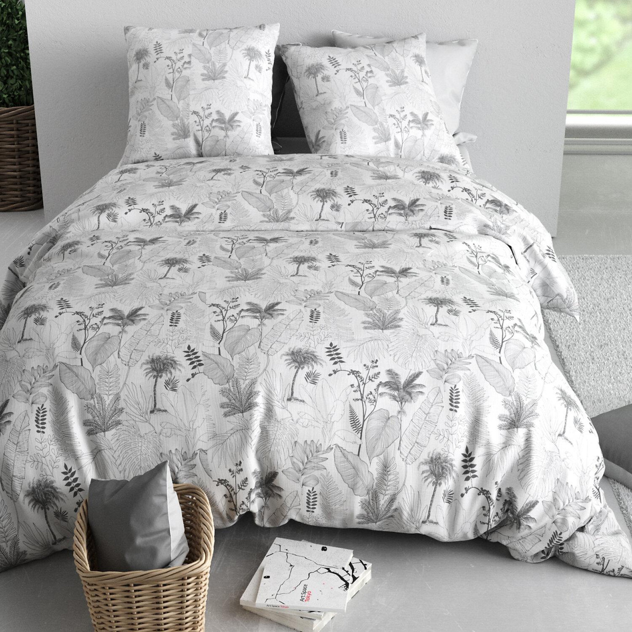 Voir la diapositive 3 : ATELIER DU COTON Parure housse de couette imprimée 100% coton 57fils merigold