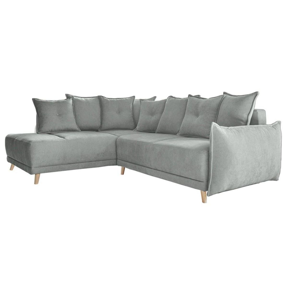 BEST MOBILIER Lena - canapé d'angle gauche convertible - 5 places - gris clair - style scandinave - gris clair