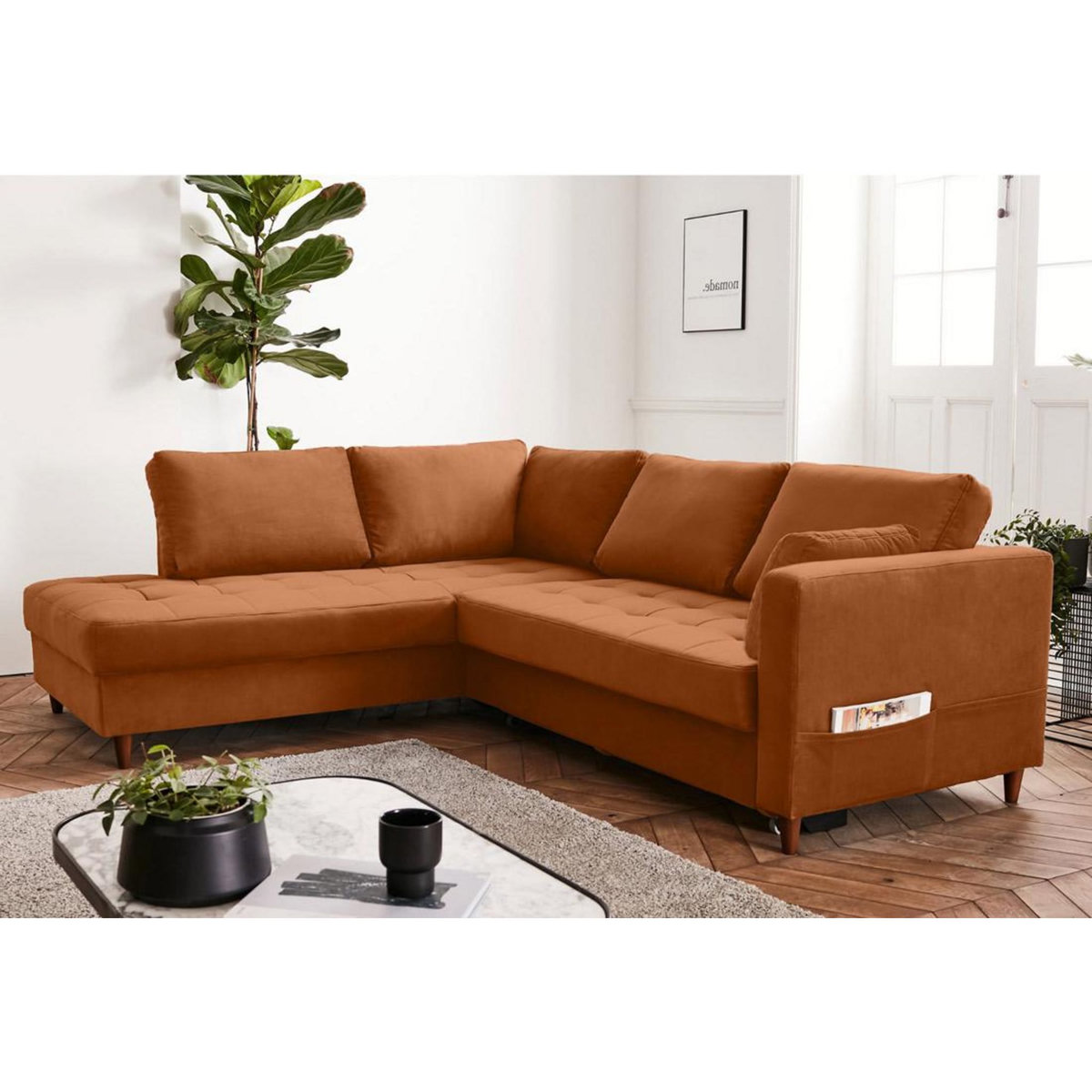 LISA DESIGN Anna - canapé d'angle gauche - 5 places - convertible - en velours