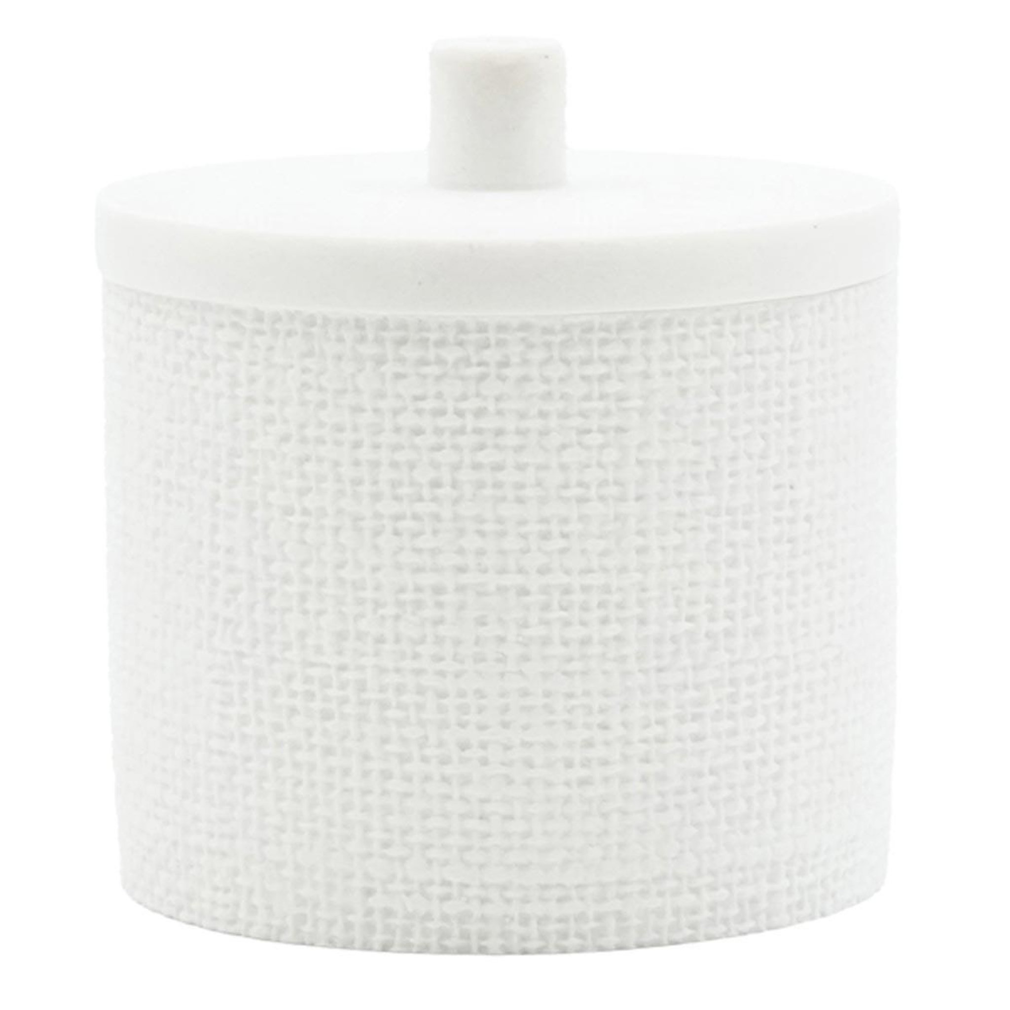 Douceur d'Intérieur Pot à cotons effet tissé  spa  10cm blanc